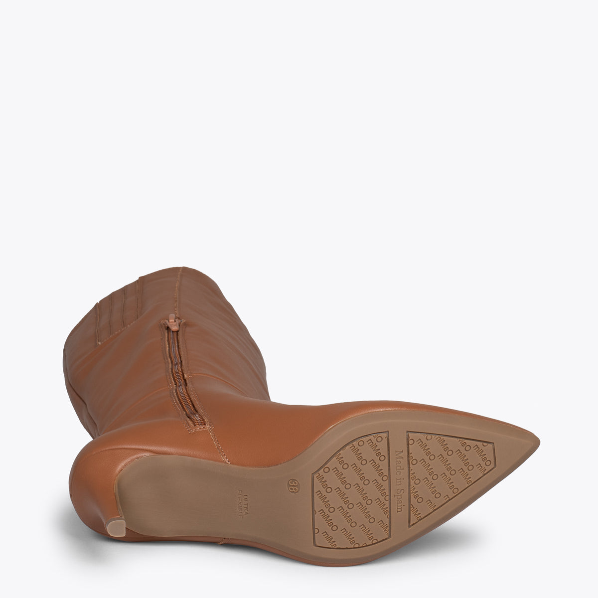 MANHATTAN – Botas altas de tacón con cremallera CAMEL - miMaO ®