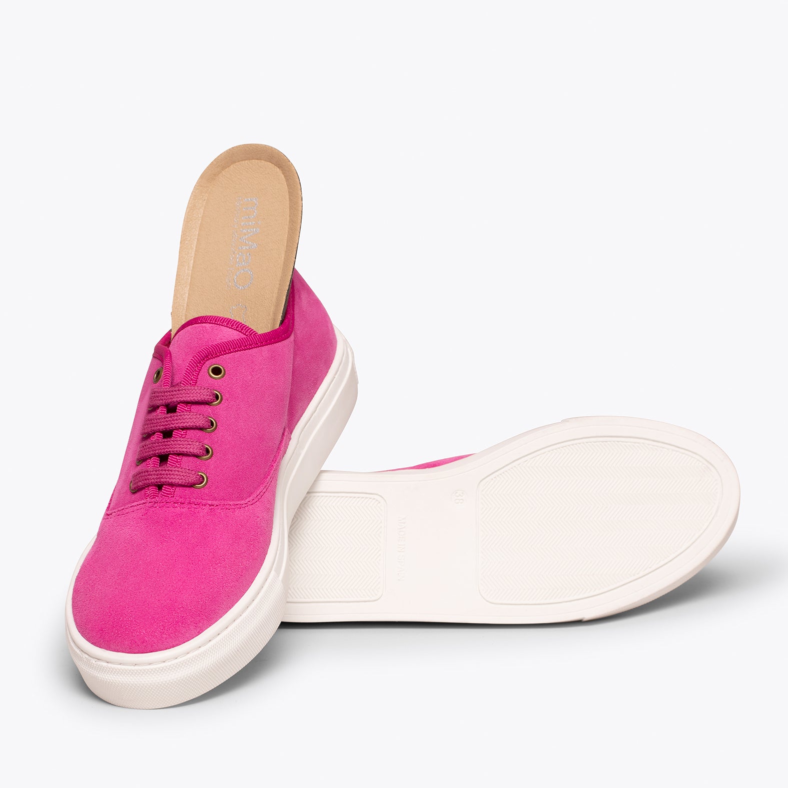 WANDER – FUCHSIA suede sneaker with platform