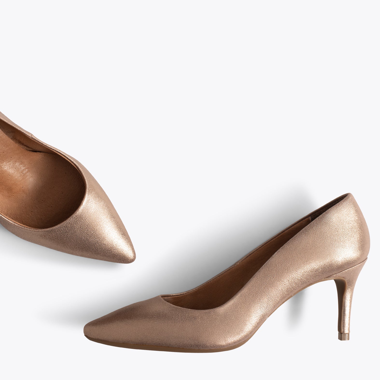 STILETTO Zapatos de piel metalizada CHAMPAGNE y tacón de aguja - miMaO ®