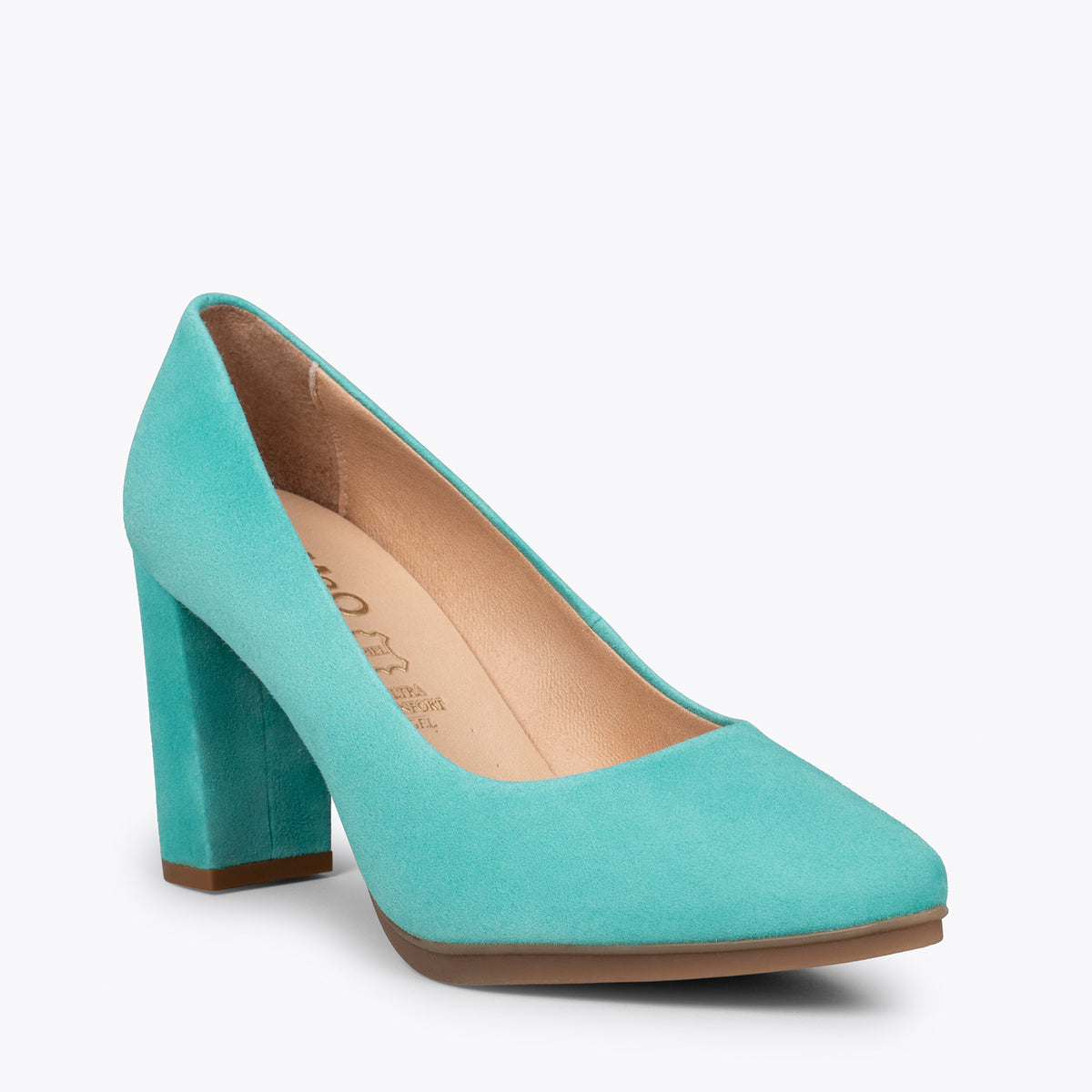 URBAN – Zapatos de tacón alto de ante TURQUESA