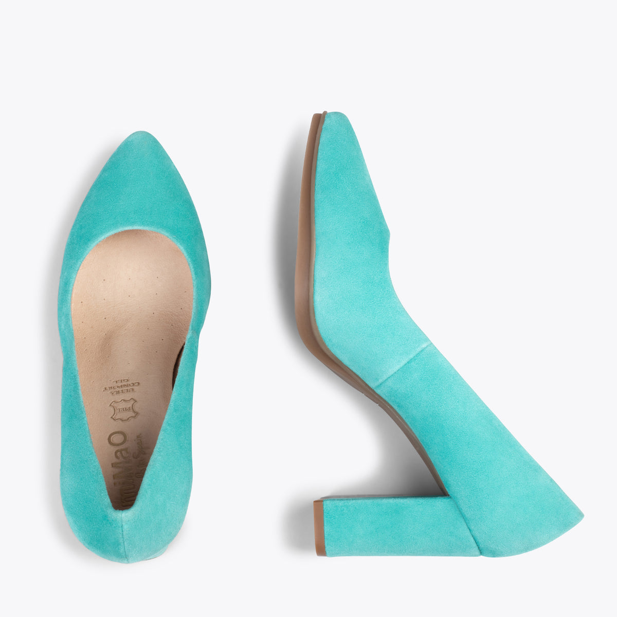 URBAN – Zapatos de tacón alto de ante TURQUESA