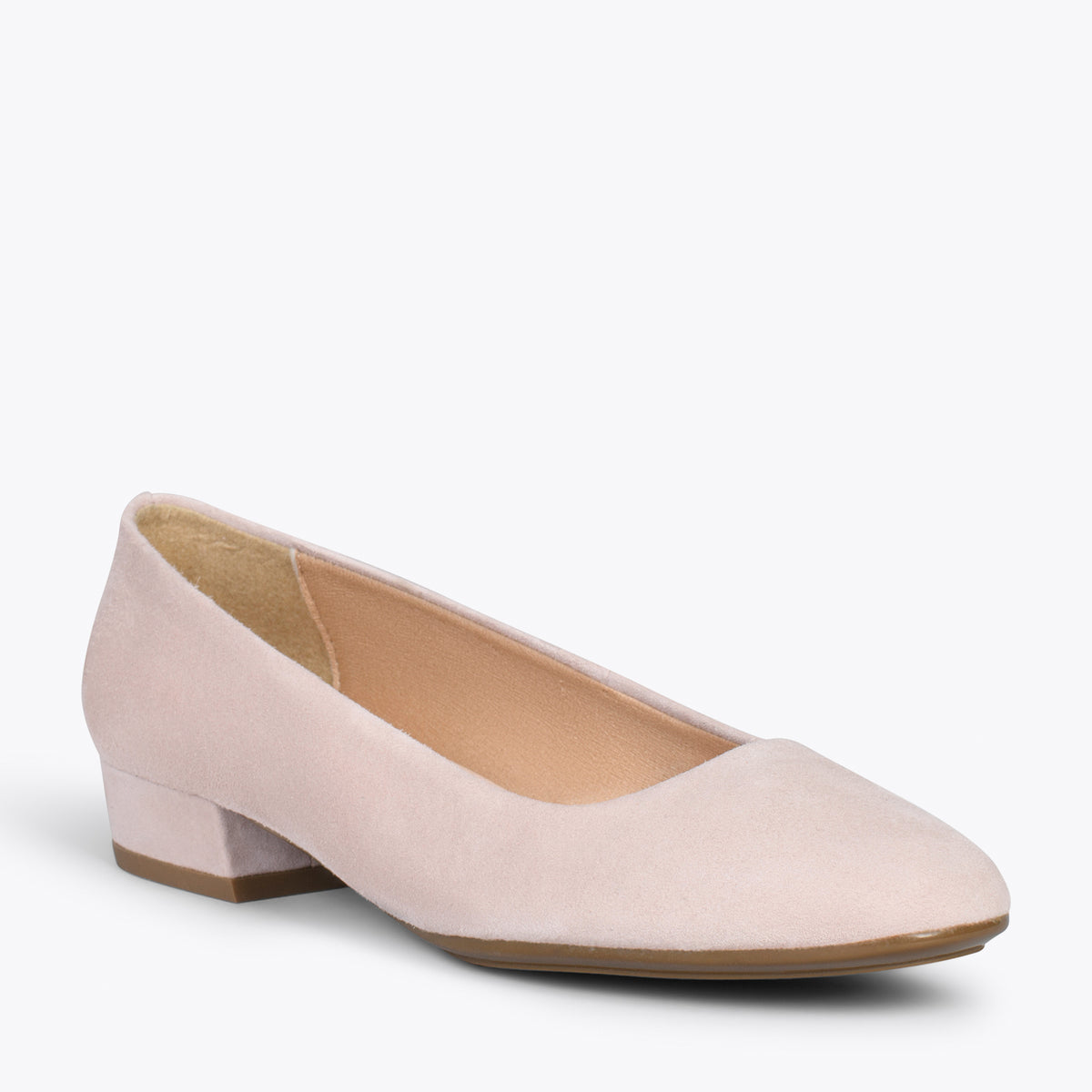 URBAN XS – Zapatos de tacón bajo de ante NUDE