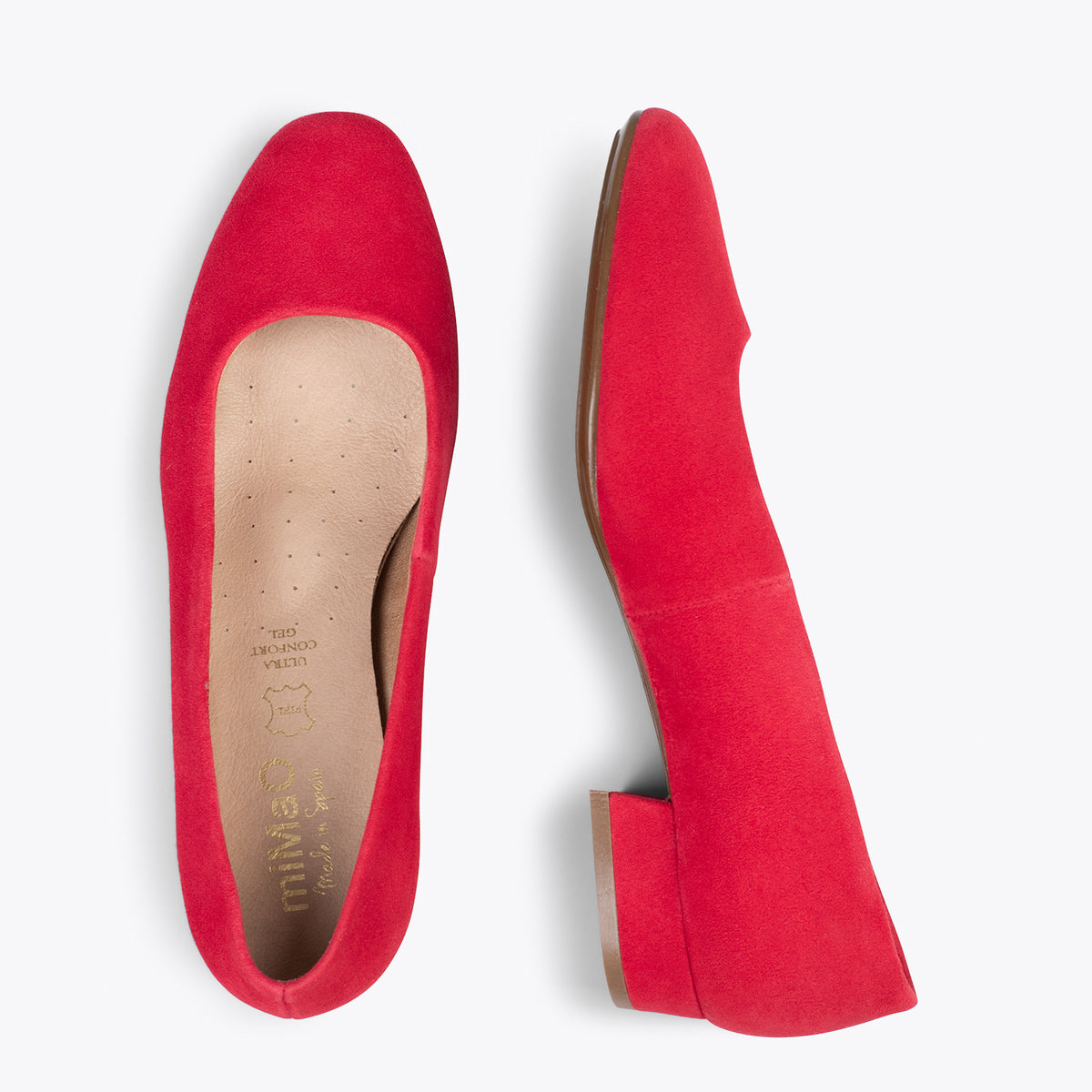 URBAN XS – Zapatos de tacón bajo de ante ROJO