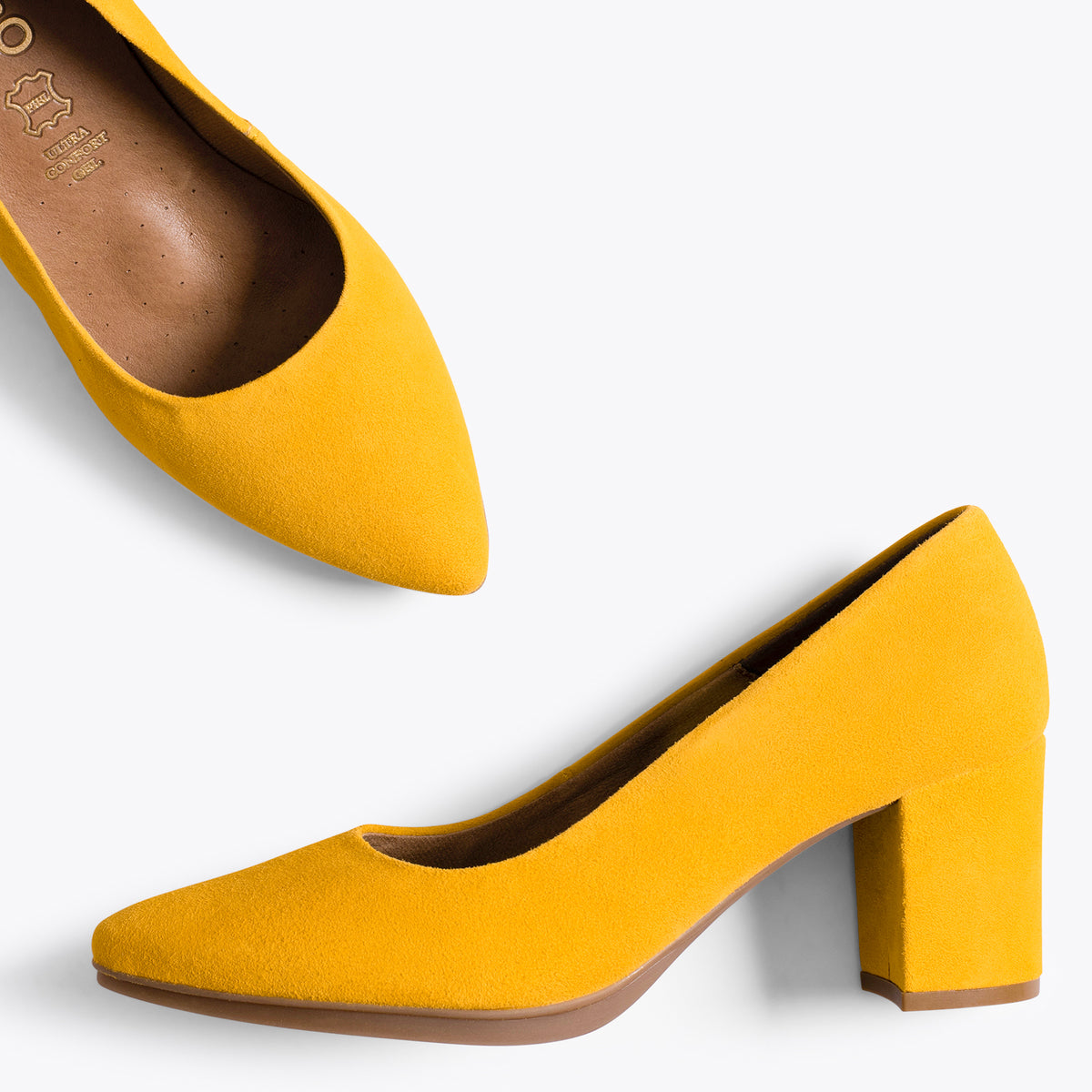 URBAN S – Zapatos de tacón medio de ante AMARILLO