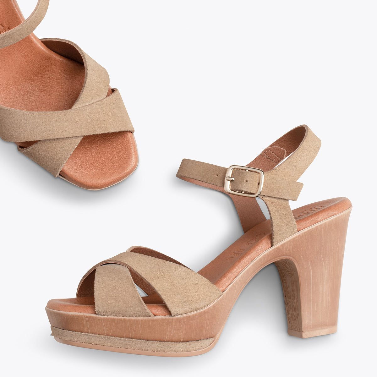 MYKONOS – BEIGE high heel sandals with platform