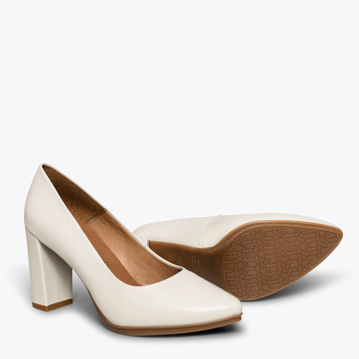 URBAN SALON-  Zapatos HUESO de piel y tacón alto