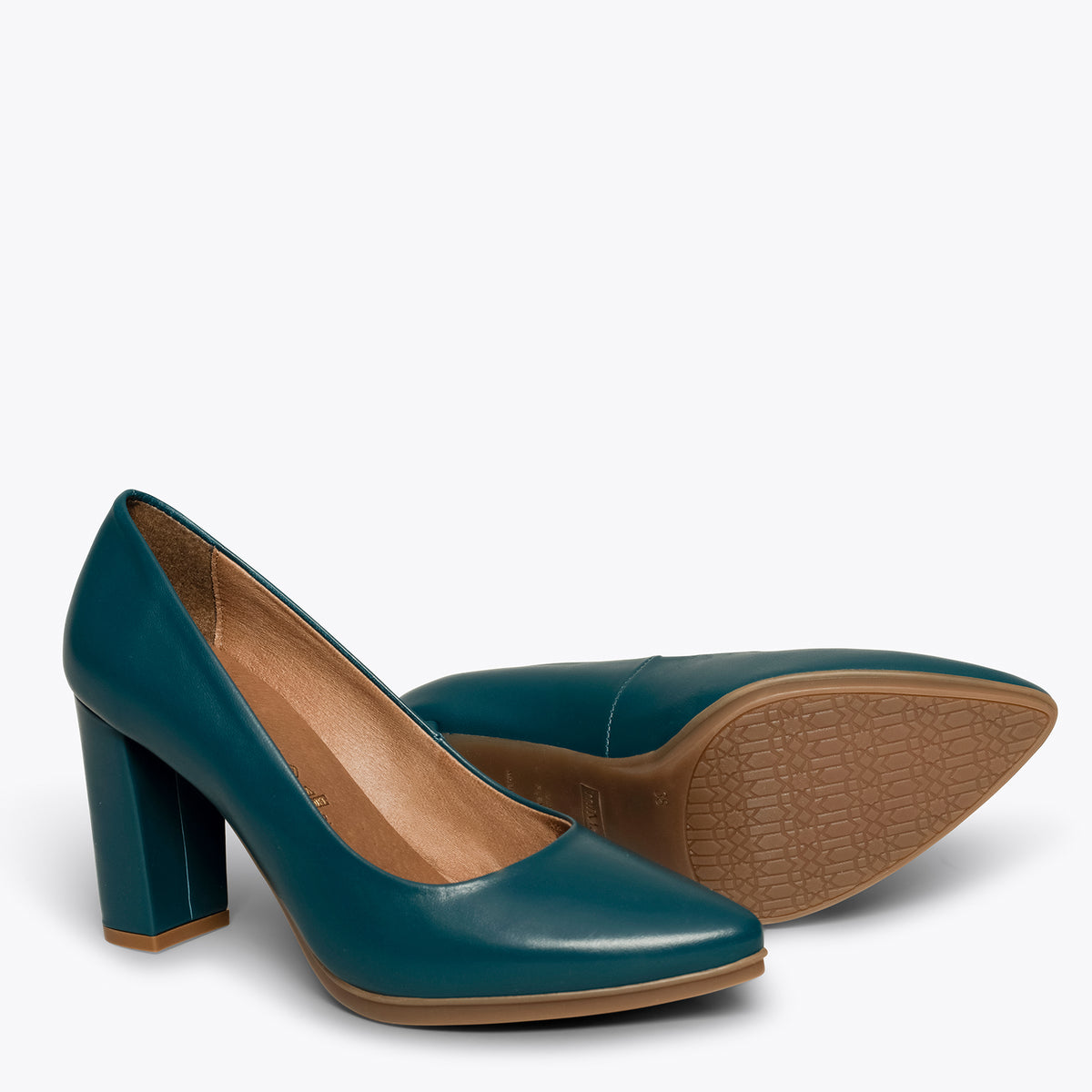 URBAN SALON - Zapatos VERDE AGUA de piel y tacón alto