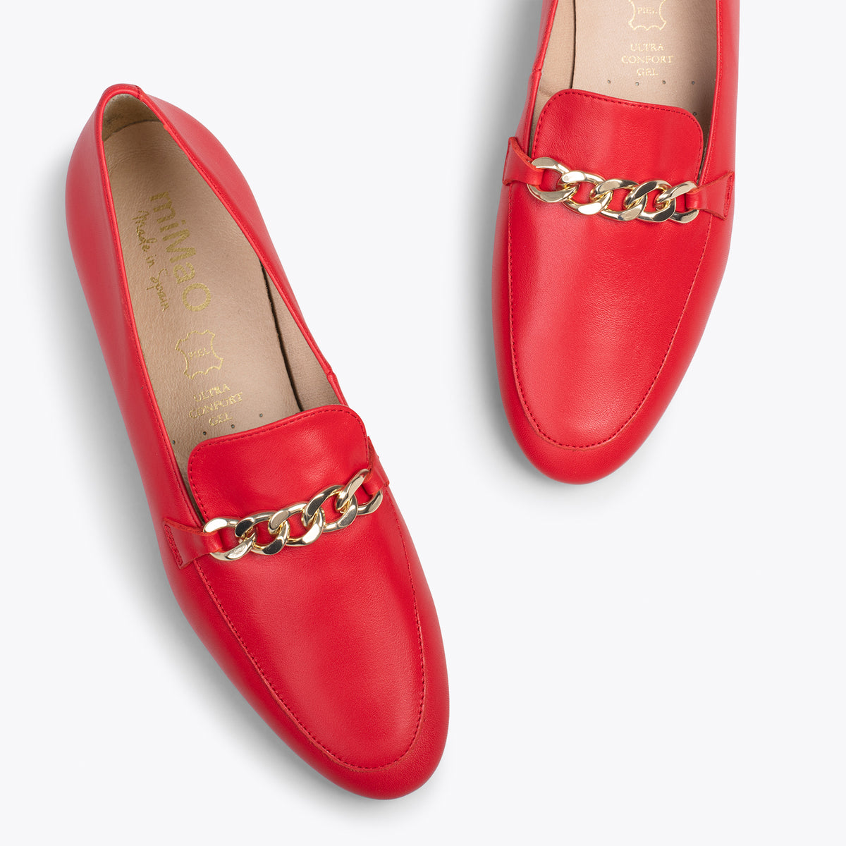 CHAIN - Mocasines planos de mujer ROJO