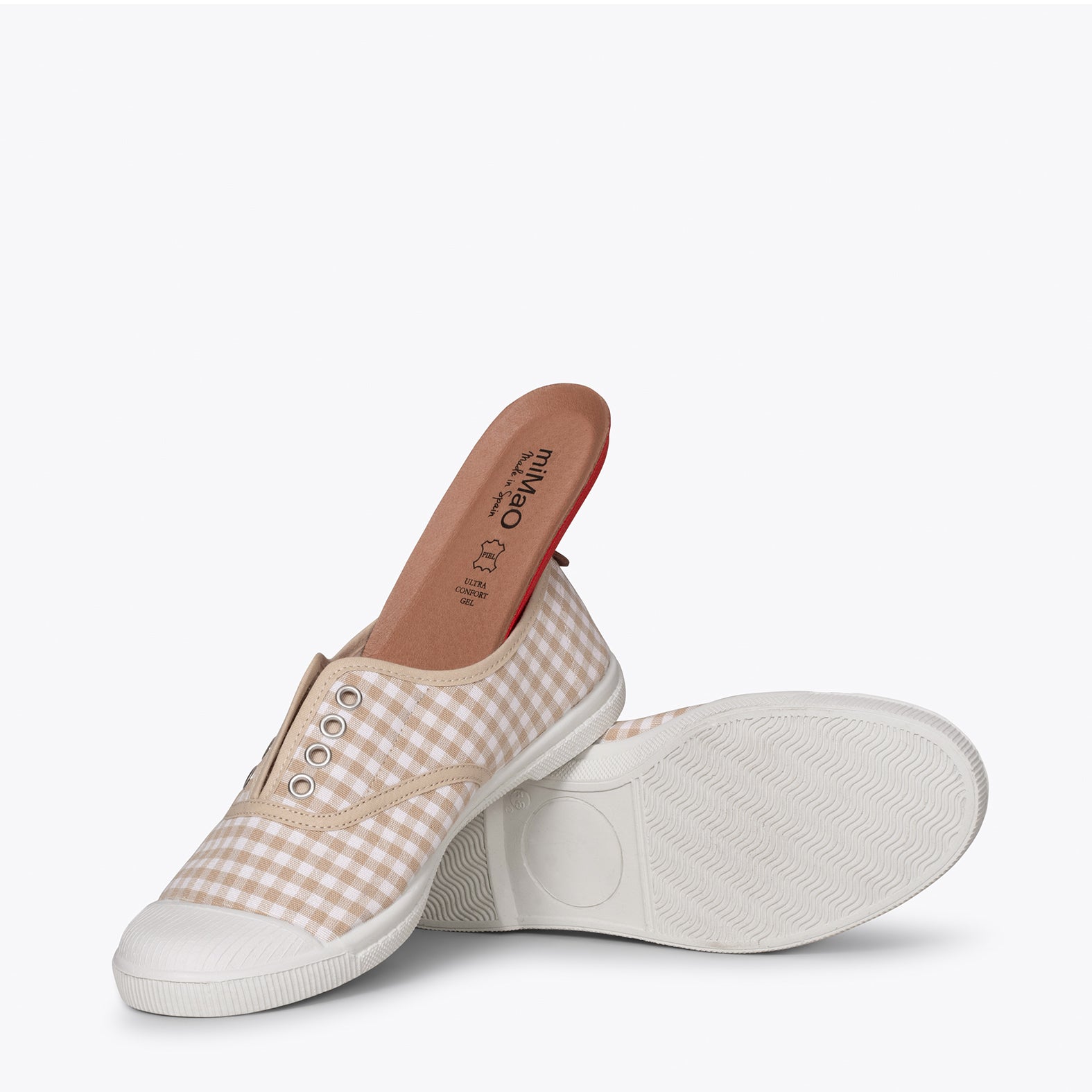 WAY - Zapatillas sin cordones de lona vichy BEIGE - miMaO ®