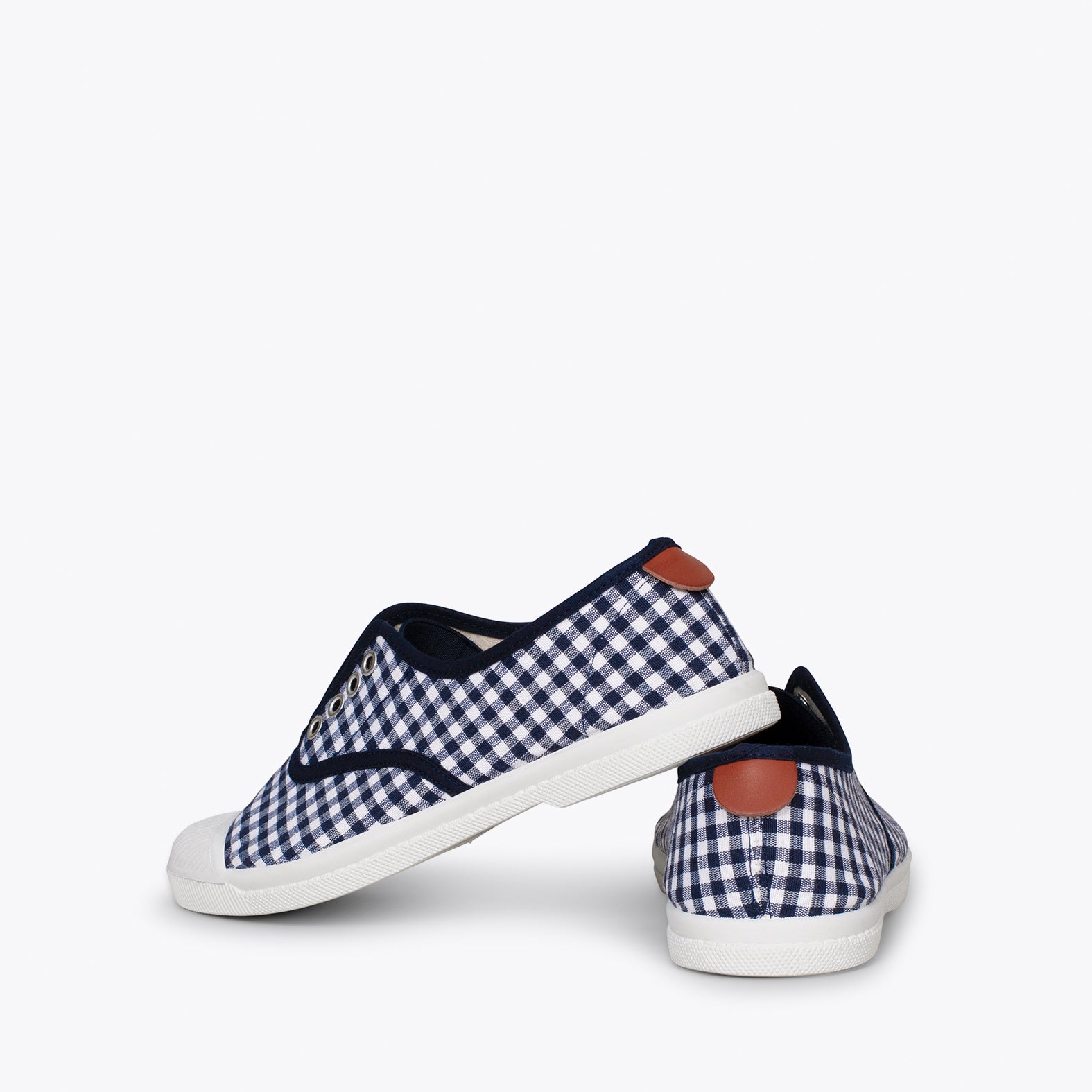 WAY - Tennis en toile vichy sans lacets BLEU MARINE