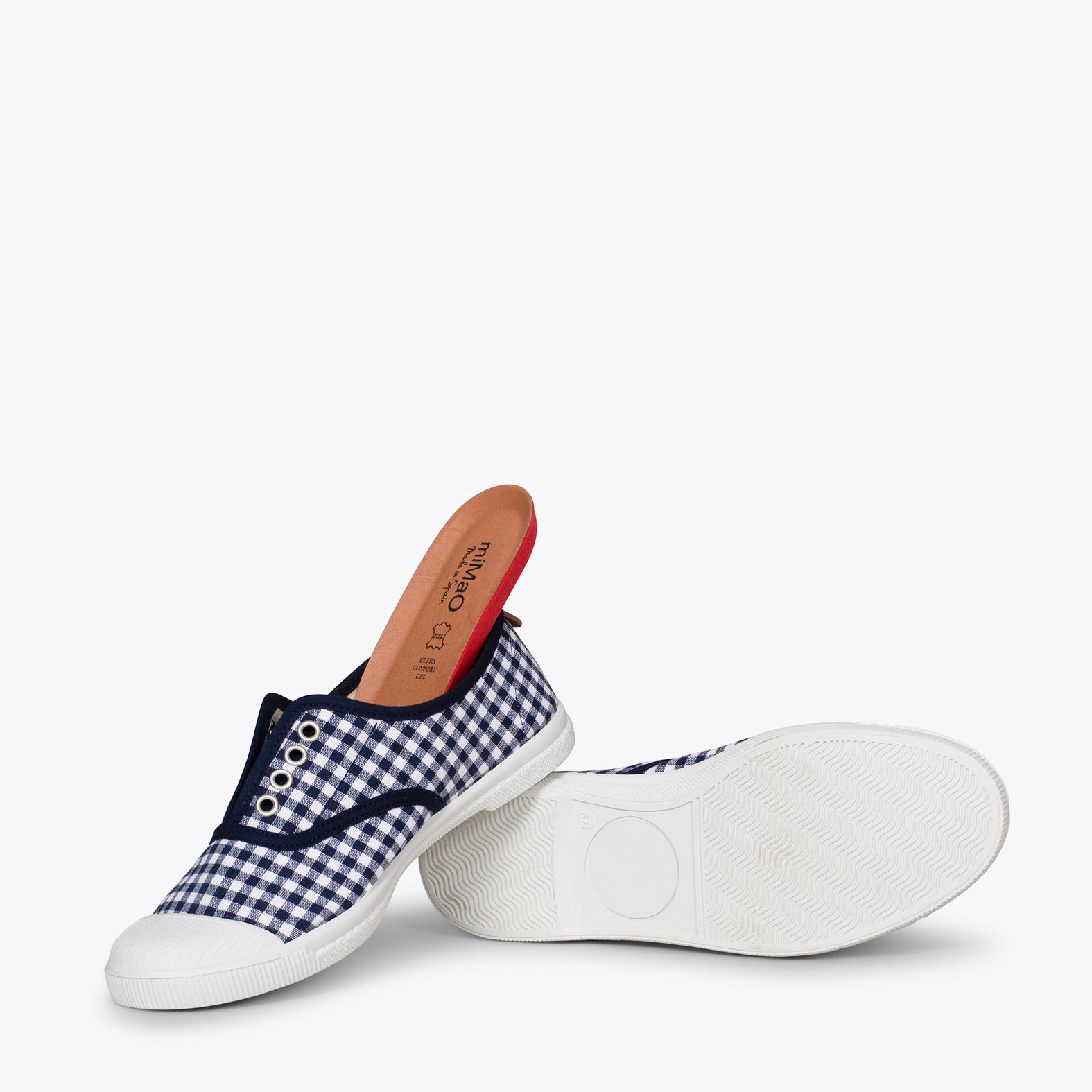 WAY - Tennis en toile vichy sans lacets BLEU MARINE
