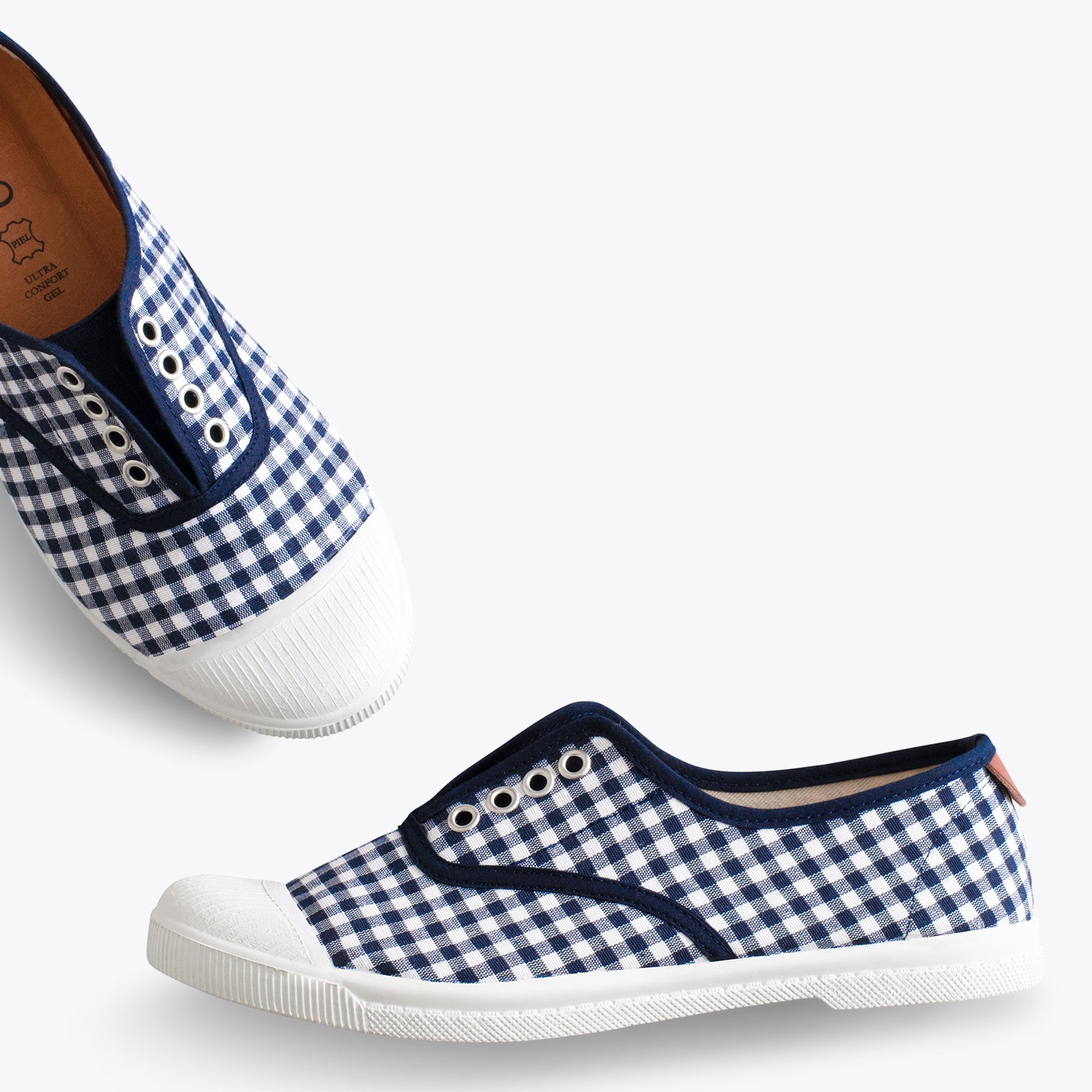 WAY - Tennis en toile vichy sans lacets BLEU MARINE