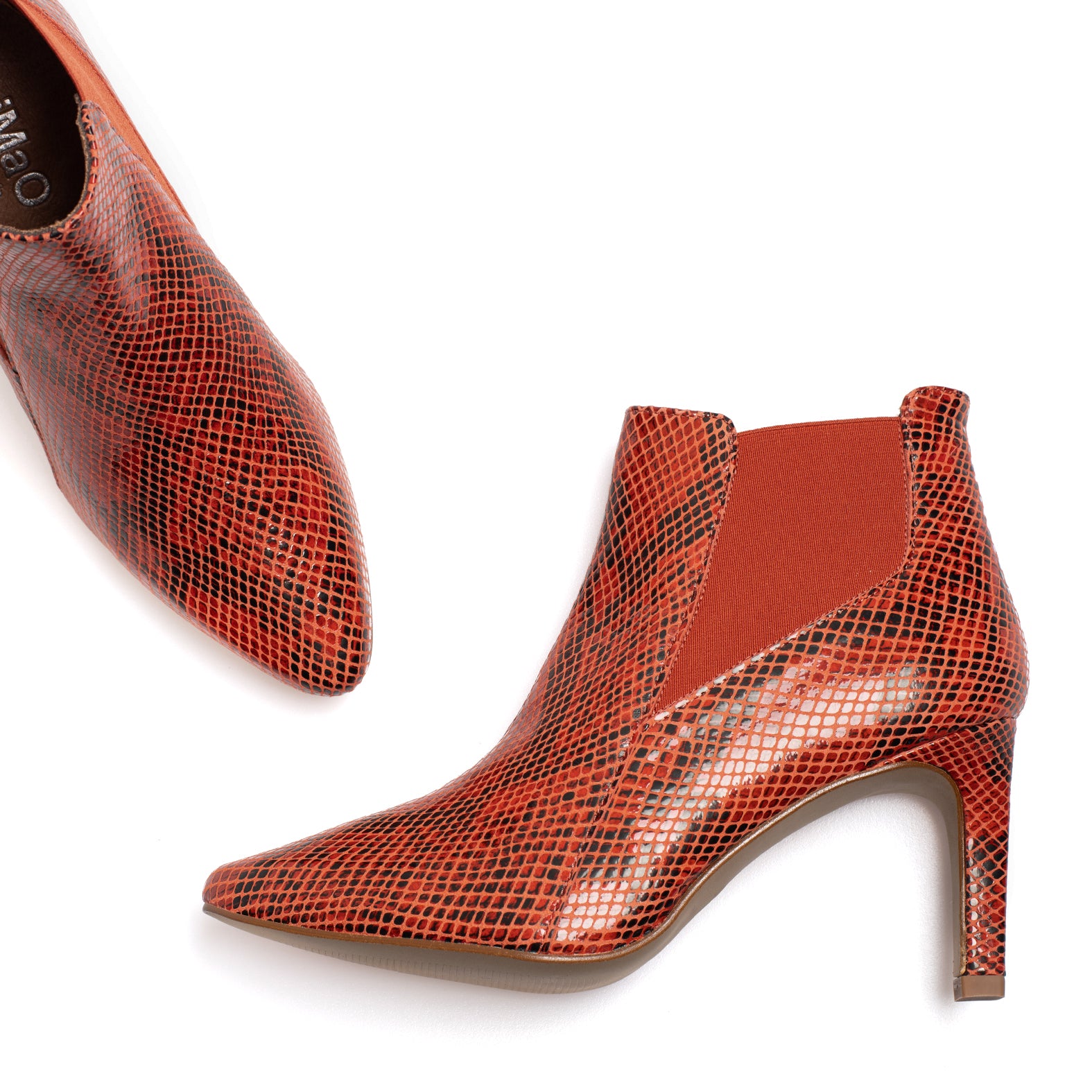 SAUVAGE BOOTIE - RED snake textured bootie