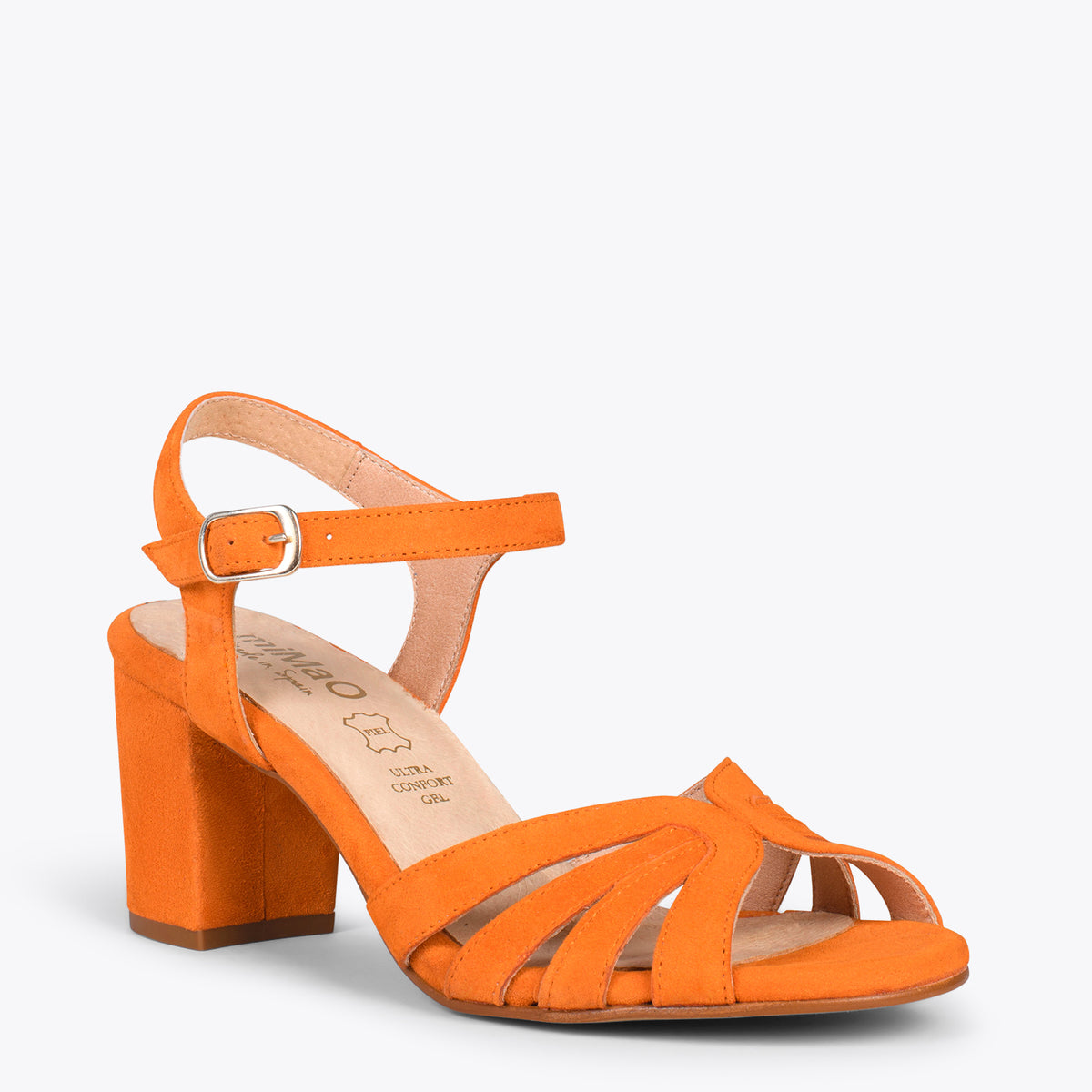 MUSA – Sandalias de tacón ancho NARANJA