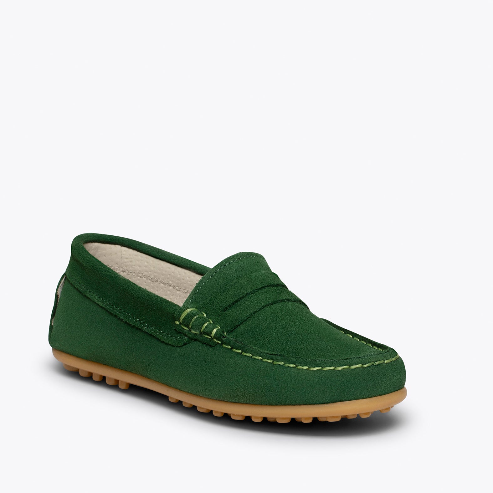 MOCASÍN Mocasines VERDES para niños de piel