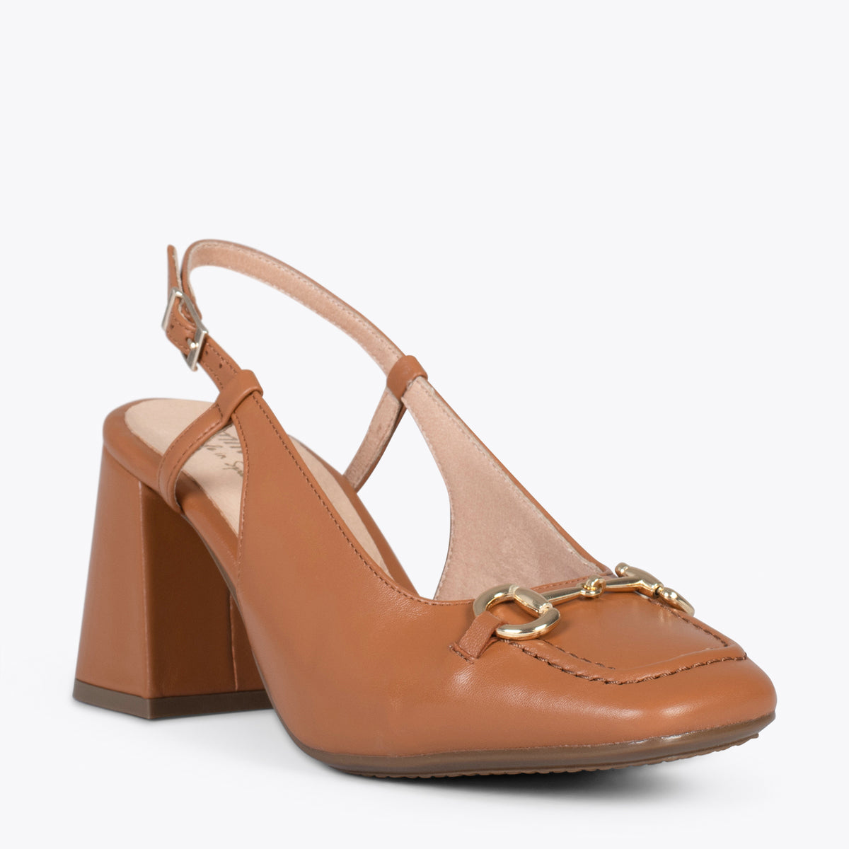 MIA DESTALONADO – Zapatos de tacón ancho destalonado CAMEL