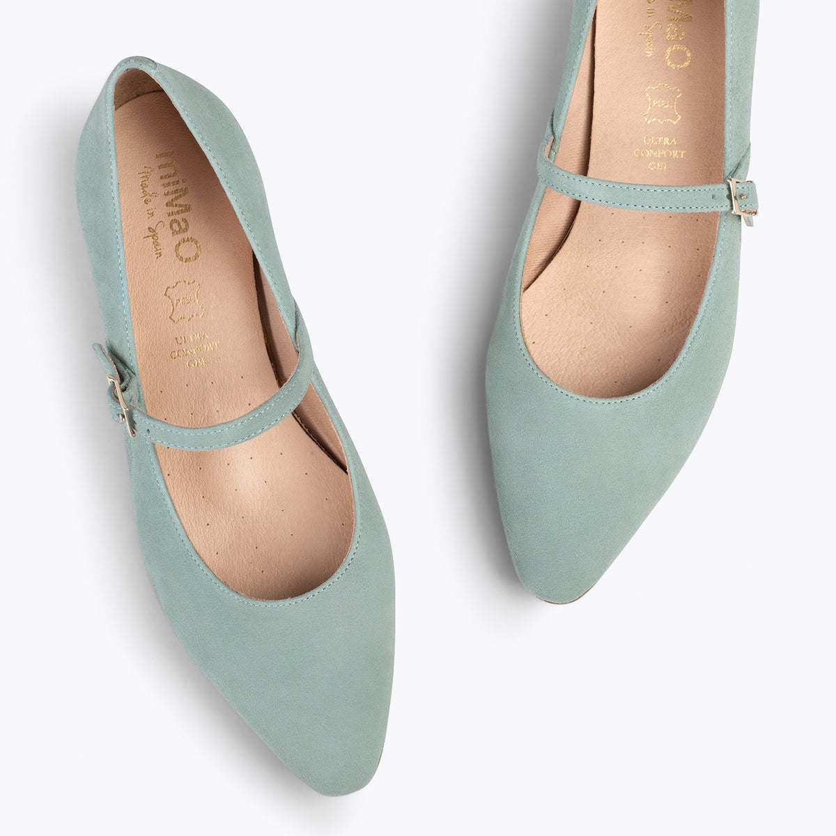 MERCEDITAS - Zapatos planos con hebilla VERDE AGUA