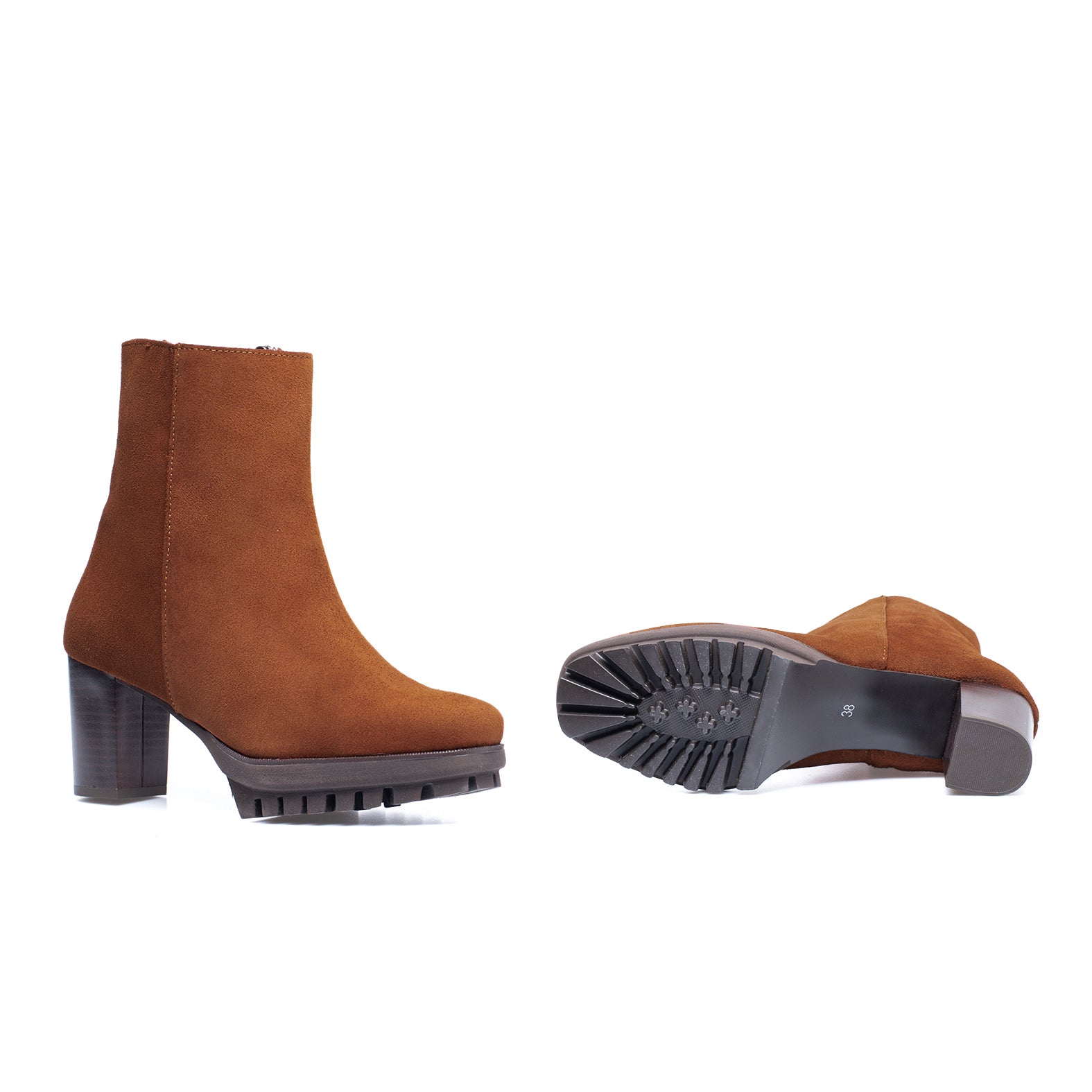 TRENDY BOOTIE - BROWN high heel water repellent bootie