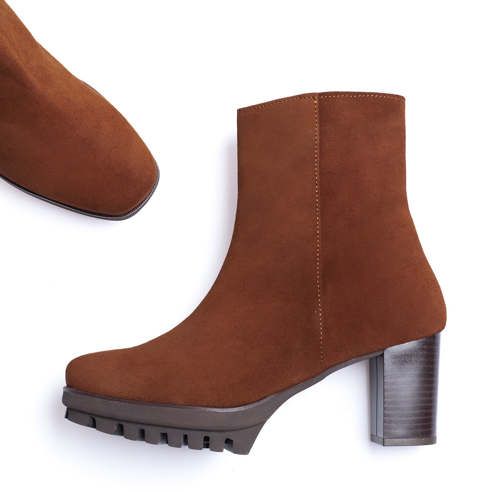 TRENDY BOOTIE - BROWN high heel water repellent bootie