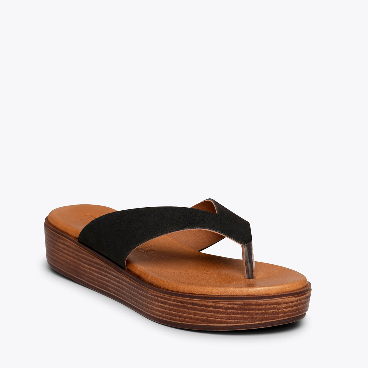 BASIC Sandalias NEGRAS de dedo con plataforma
