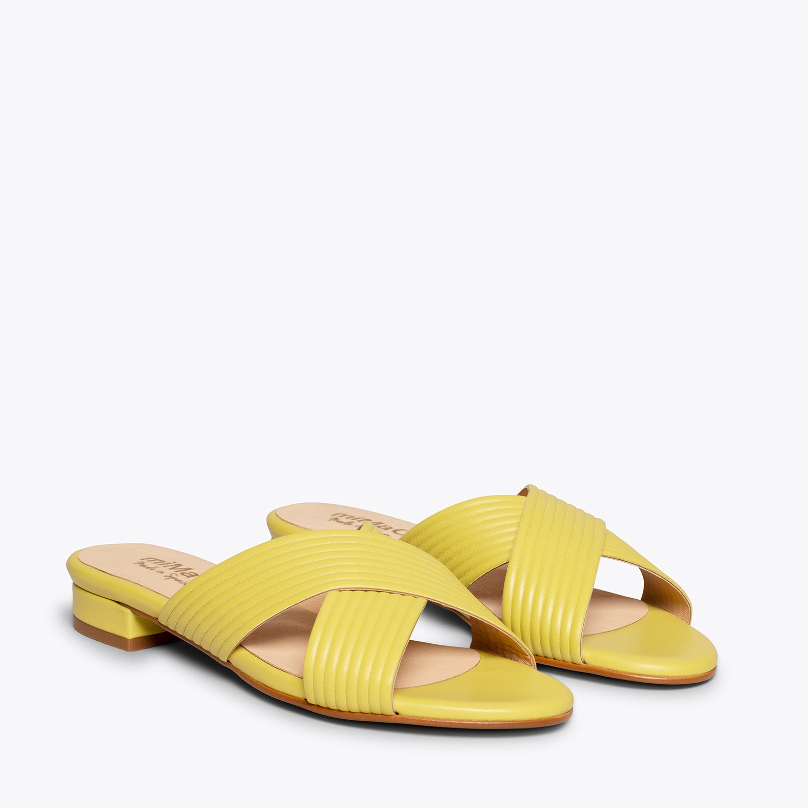 PALA - Sandales plates JAUNE à brides croisées