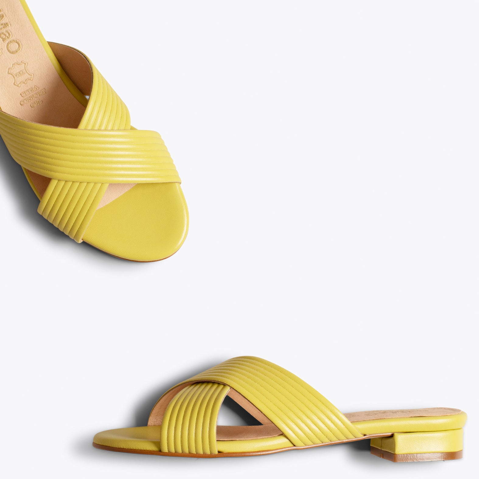 PALA - Sandales plates JAUNE à brides croisées