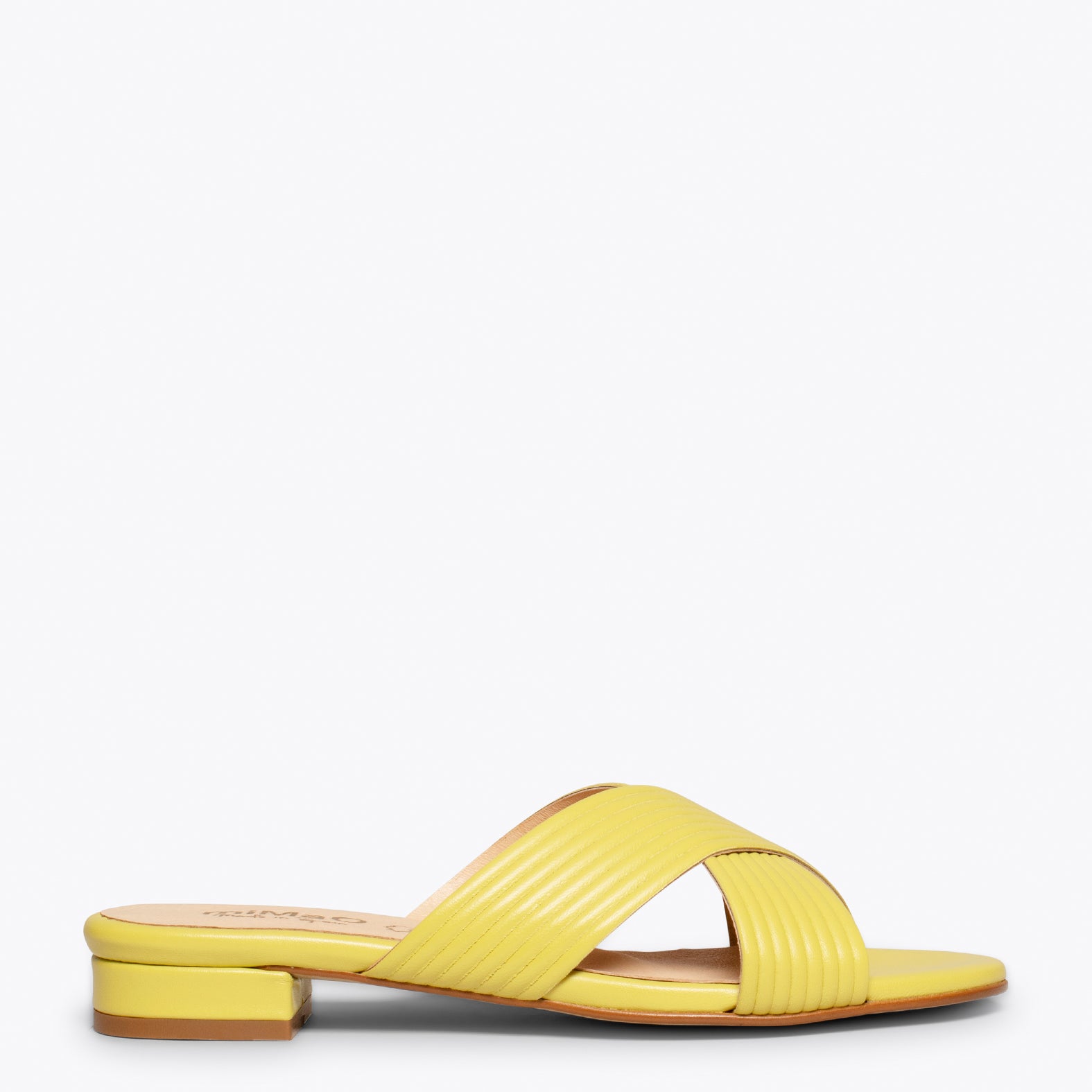 PALA - Sandales plates JAUNE à brides croisées