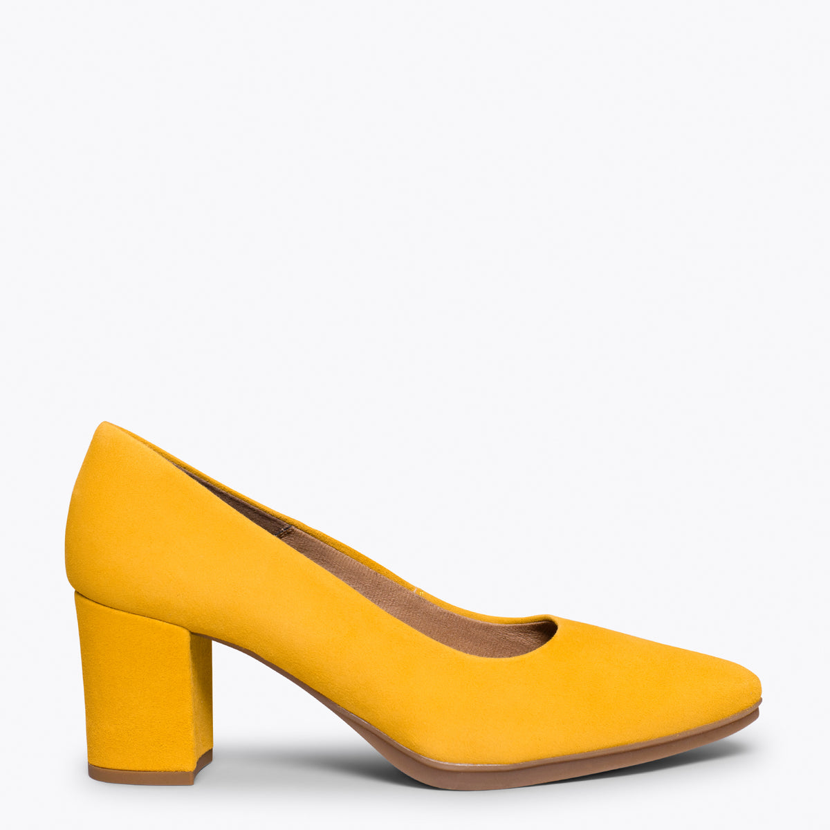 URBAN S – Zapatos de tacón medio de ante AMARILLO