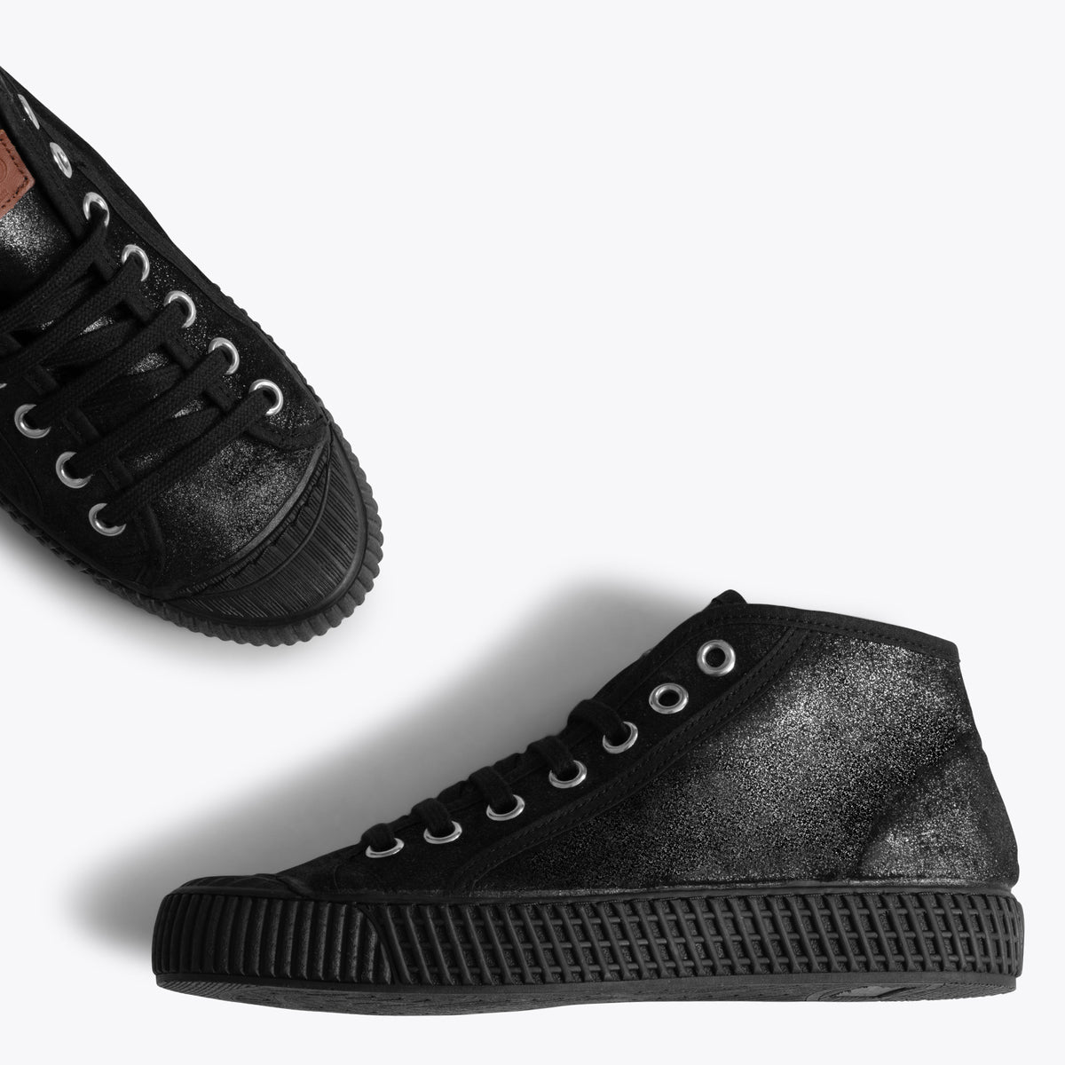 JUMP - Baskets cuir métallisé NOIR pour femme