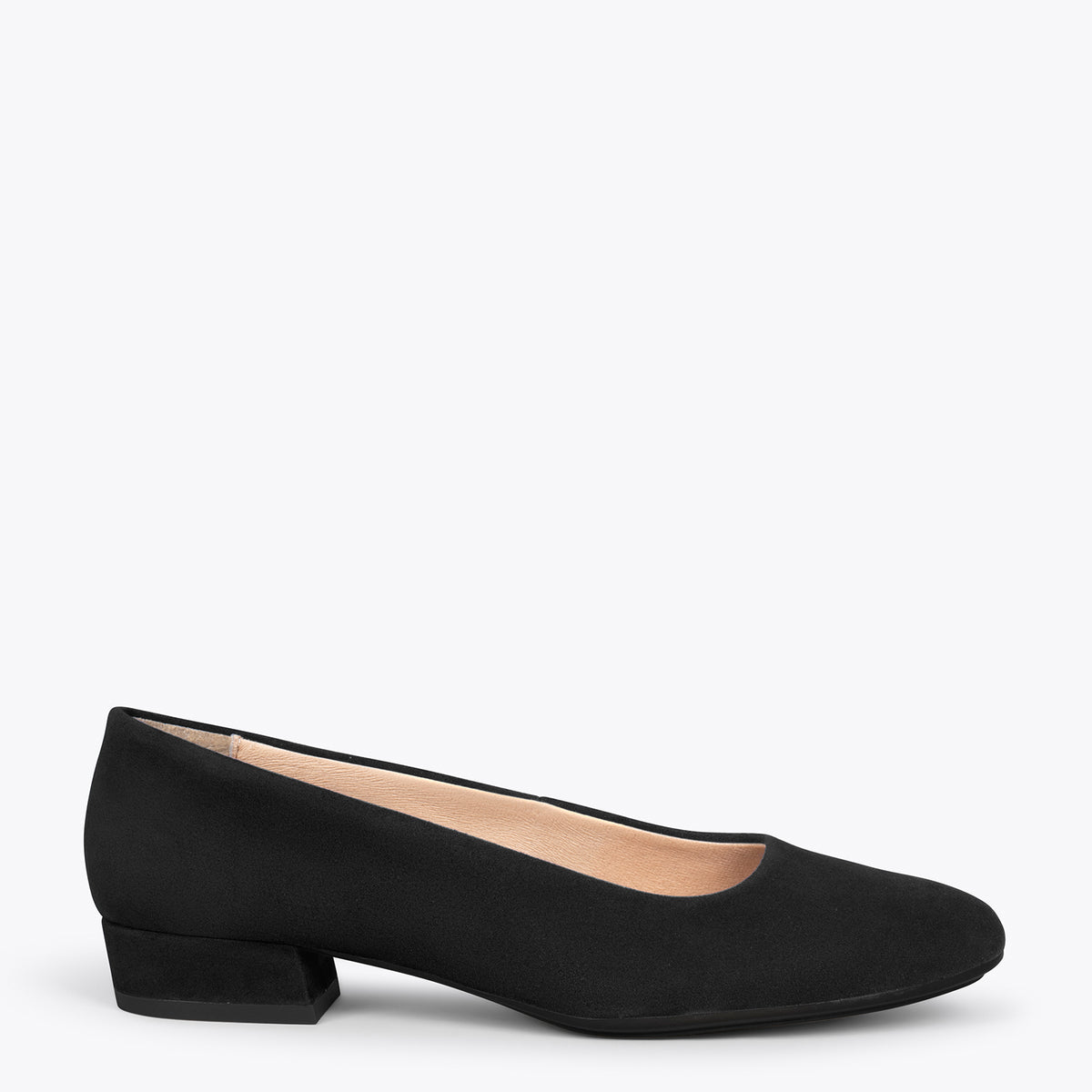 URBAN XS – Zapatos de tacón bajo de ante NEGRO