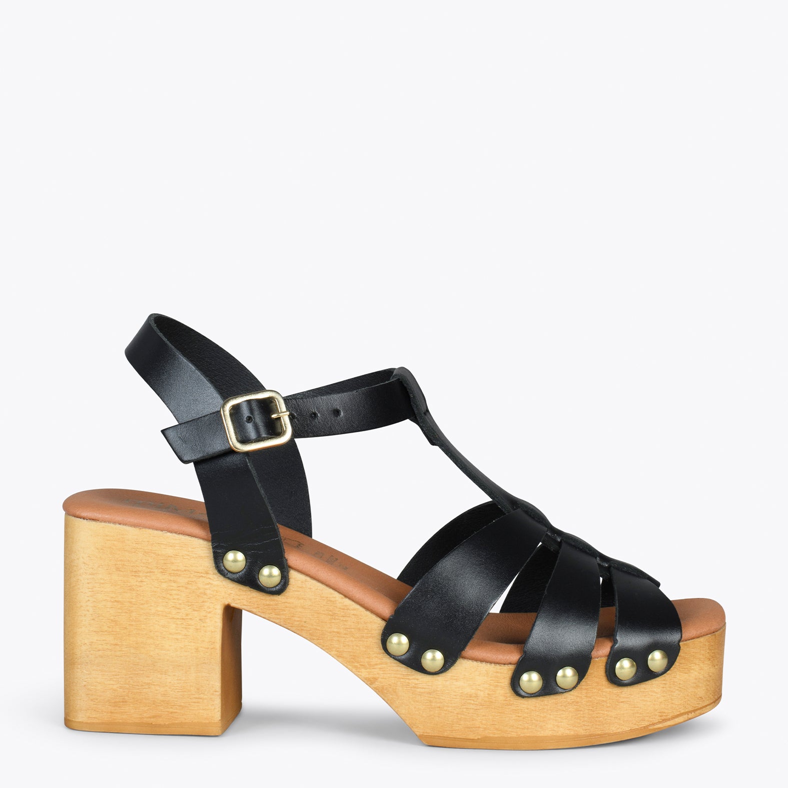 PARADISE – Sandales imitation bois NOIR