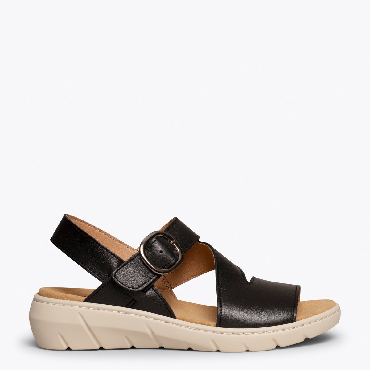 NATURA – BLACK sandals with removable insole