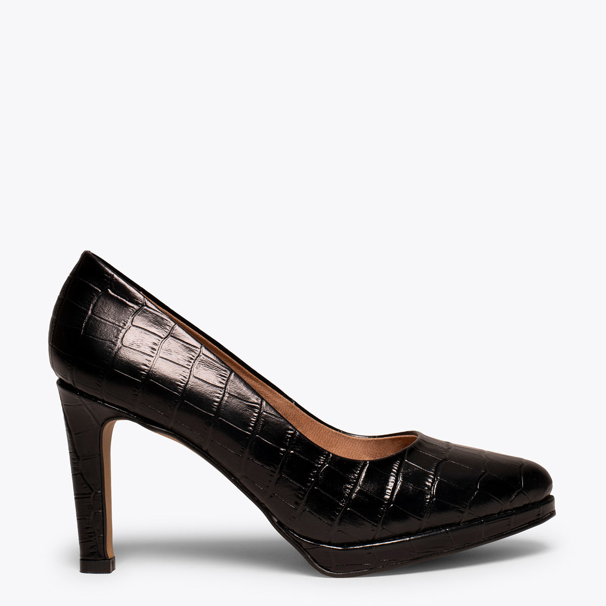 PLATAFORMA - Zapatos de tacón fino estampado coco NEGRO