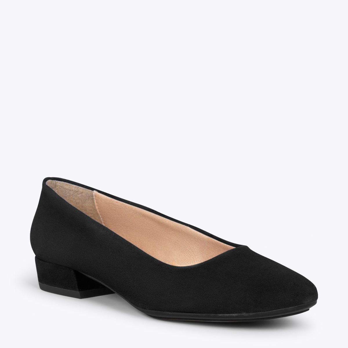 URBAN XS – Zapatos de tacón bajo de ante NEGRO