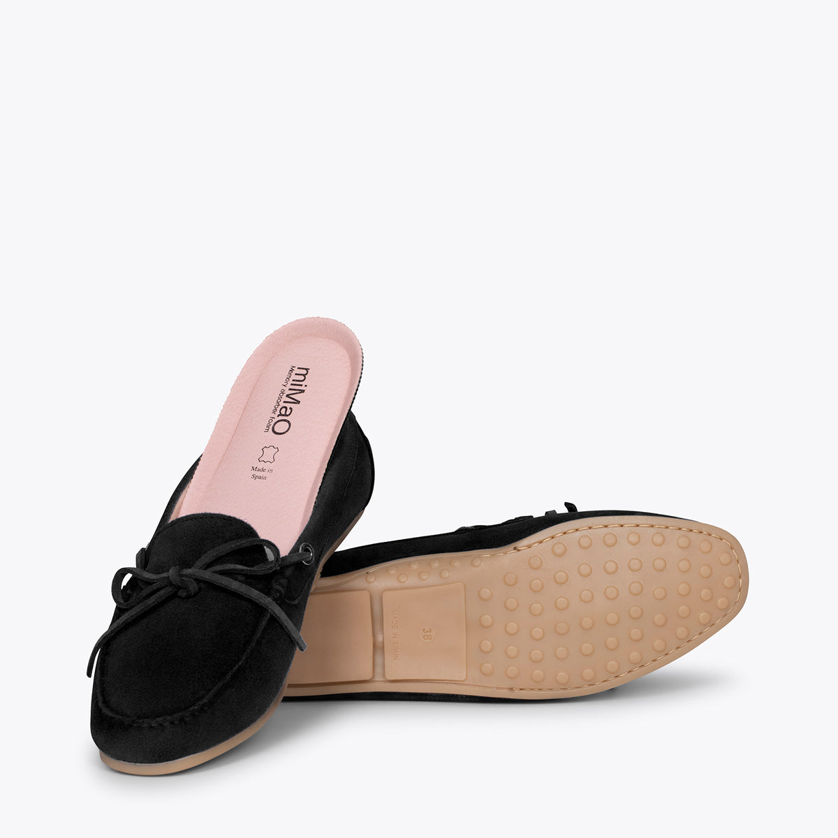LAZO – Mocasines planos de mujer con plantilla extraíble Negro