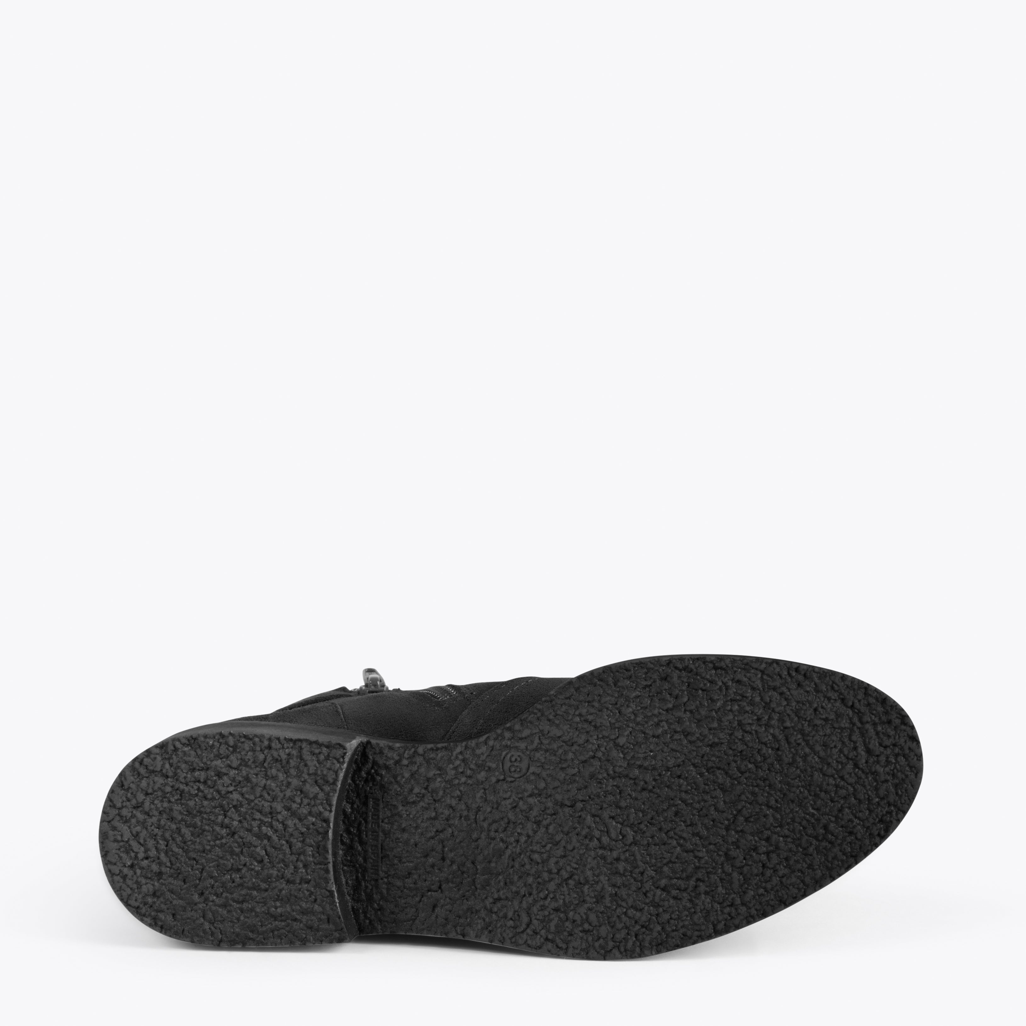 BIKER – BLACK flat booties with buckle