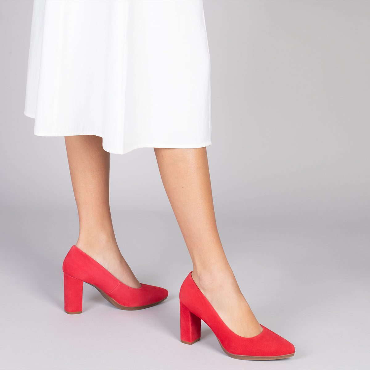 URBAN – Zapatos de tacón alto de ante ROJO