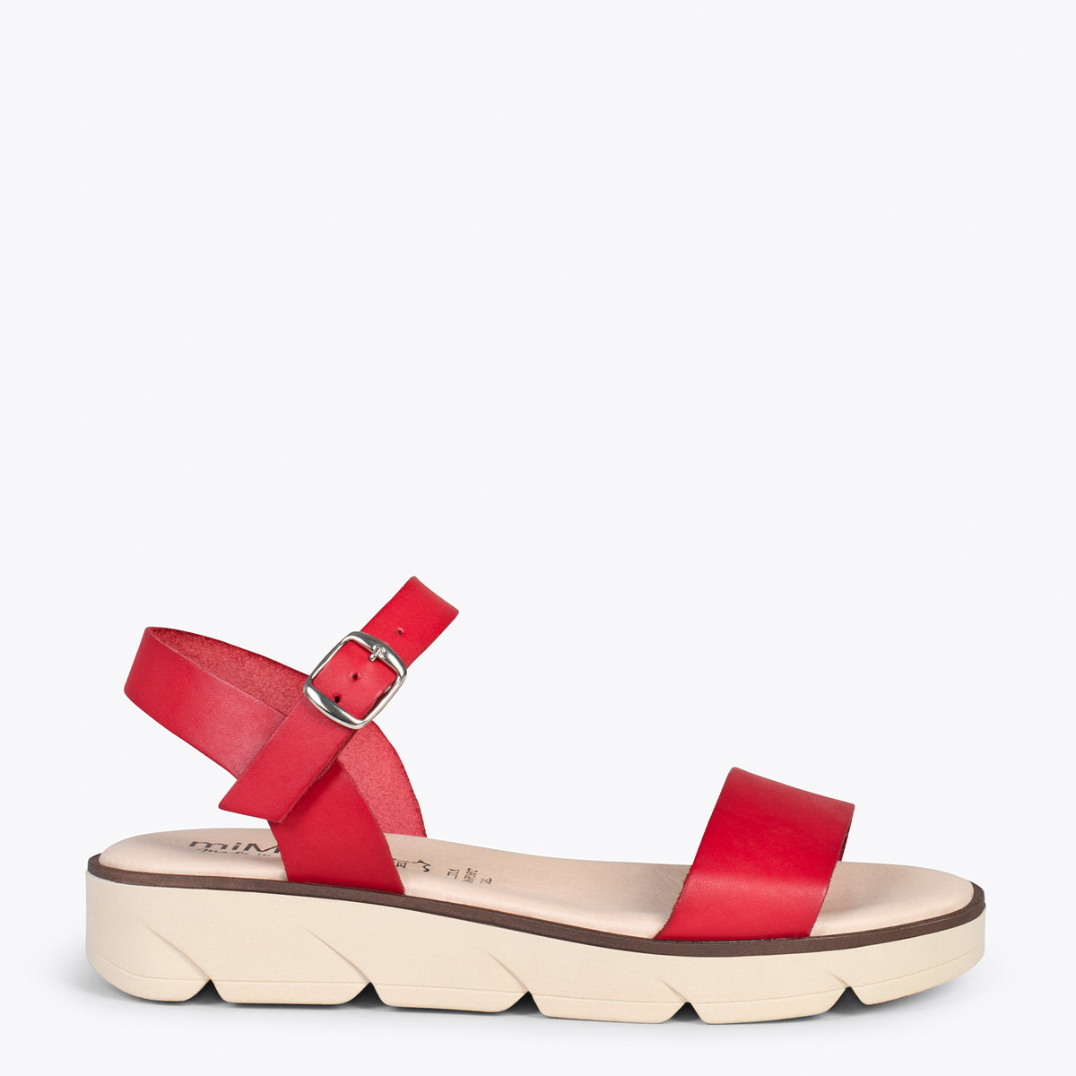 RIVER – Sandalias de piel con cuña media ROJO