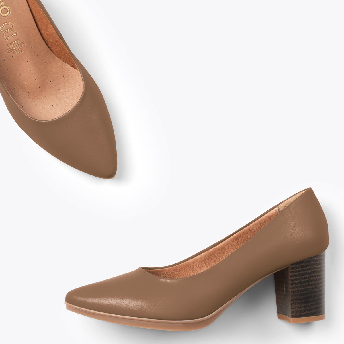 URBAN S SALON – Zapatos de tacón medio de napa MARRÓN