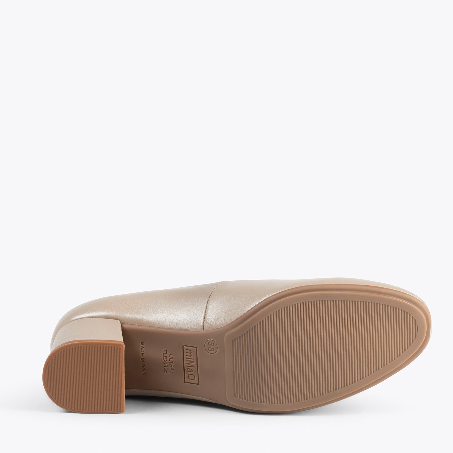 URBAN ROUND SALON – BEIGE nappa leather low heels