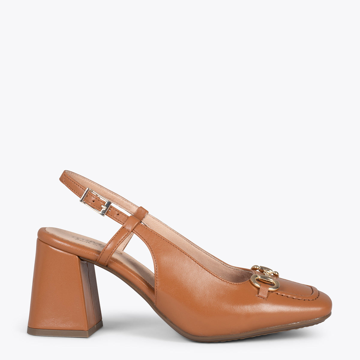 MIA DESTALONADO – Zapatos de tacón ancho destalonado CAMEL