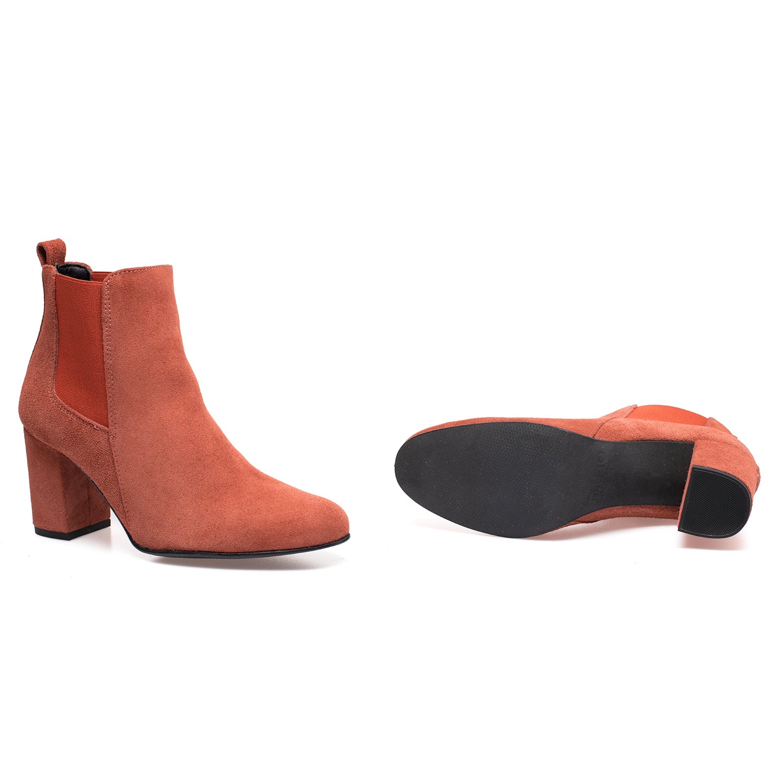 URBAN BOOTIE - CAMEL elastic high heel ankle boot
