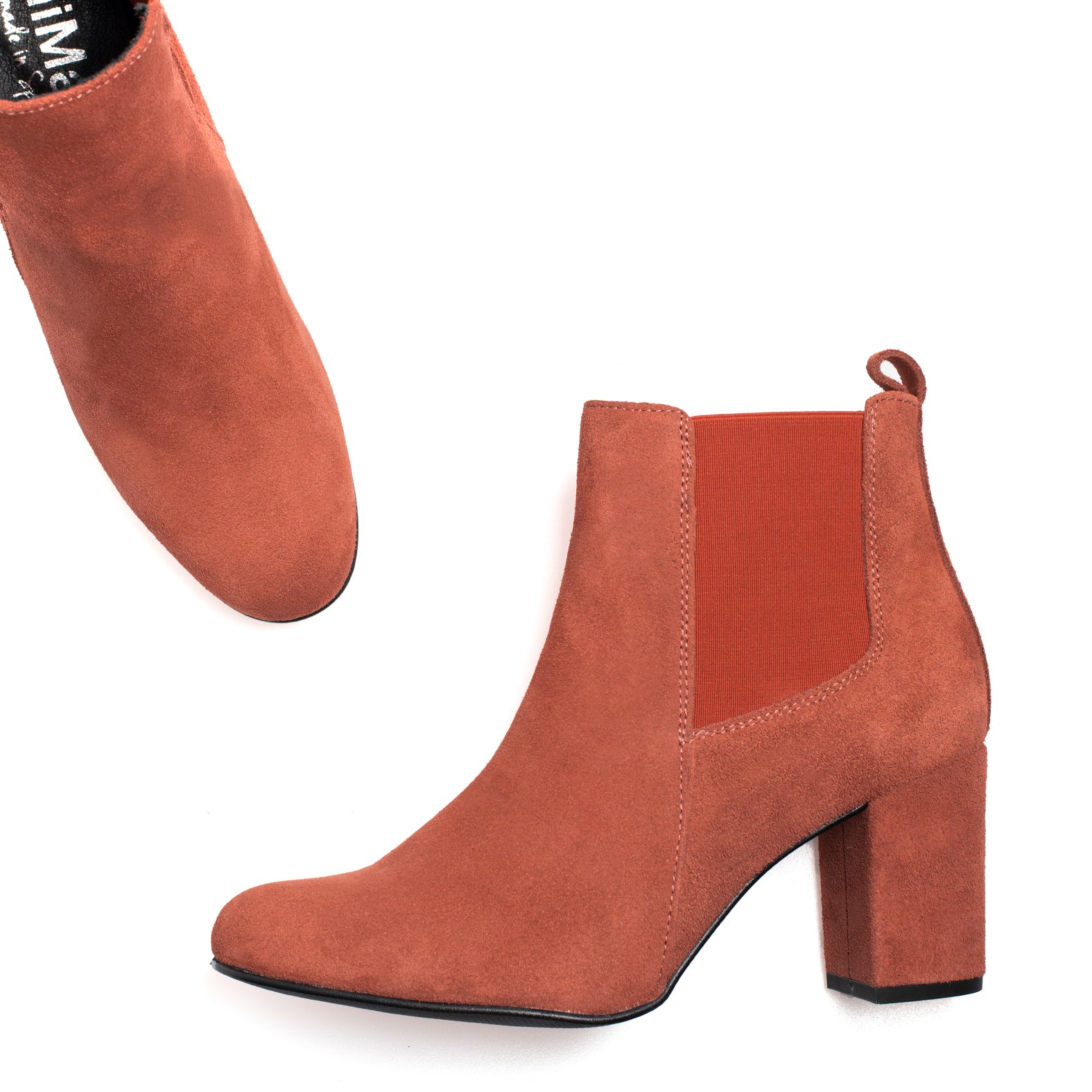 URBAN BOOTIE - CAMEL elastic high heel ankle boot