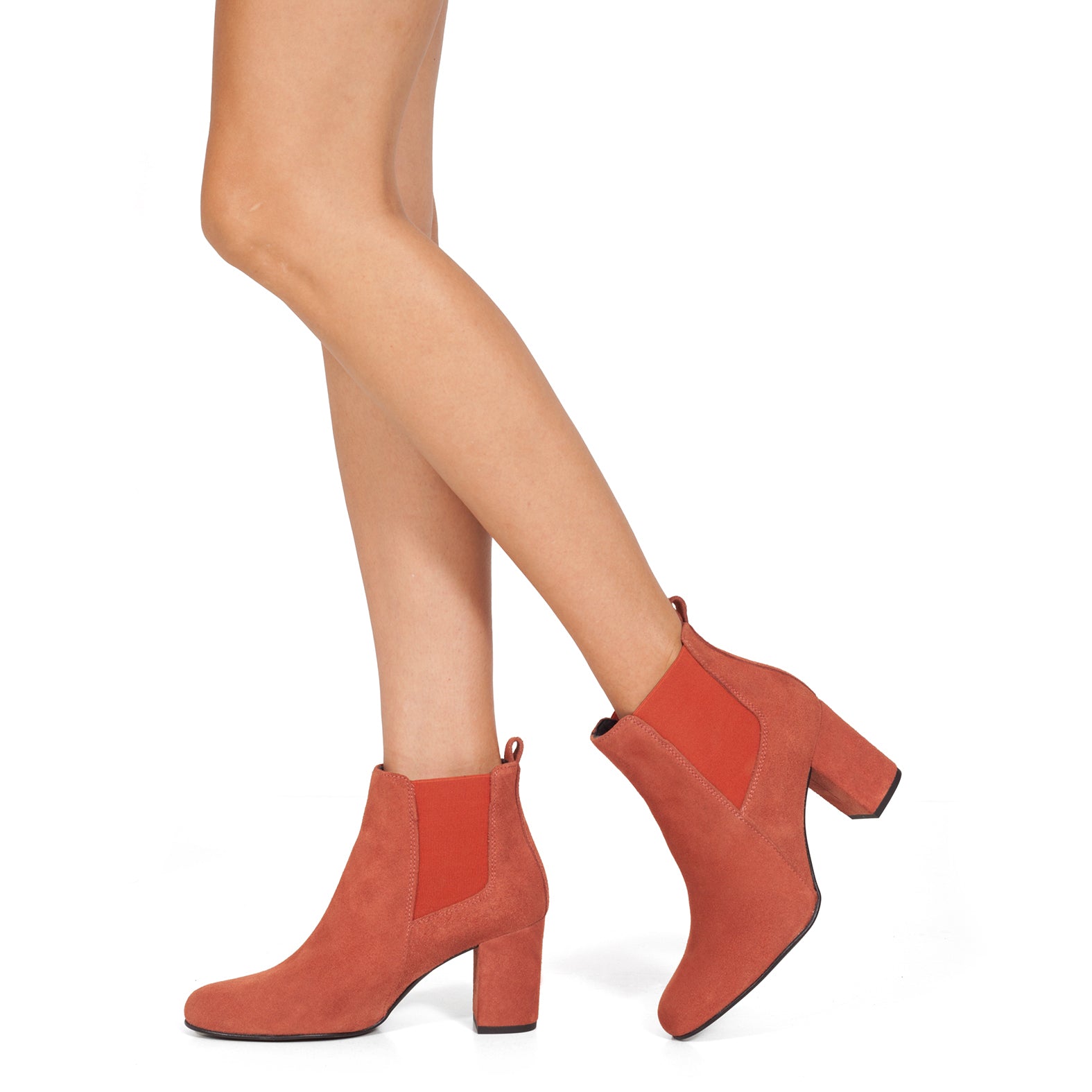 URBAN BOOTIE - CAMEL elastic high heel ankle boot