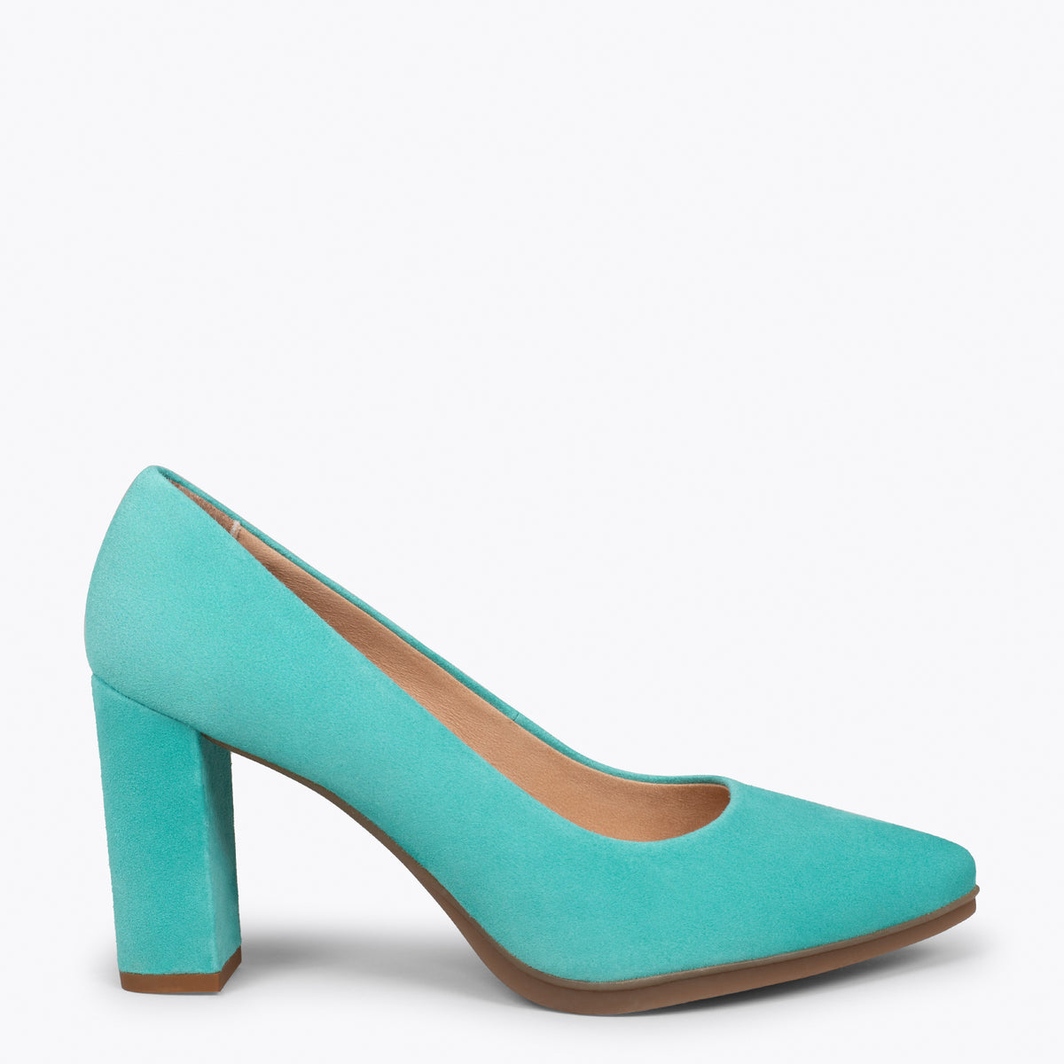 URBAN – Zapatos de tacón alto de ante TURQUESA