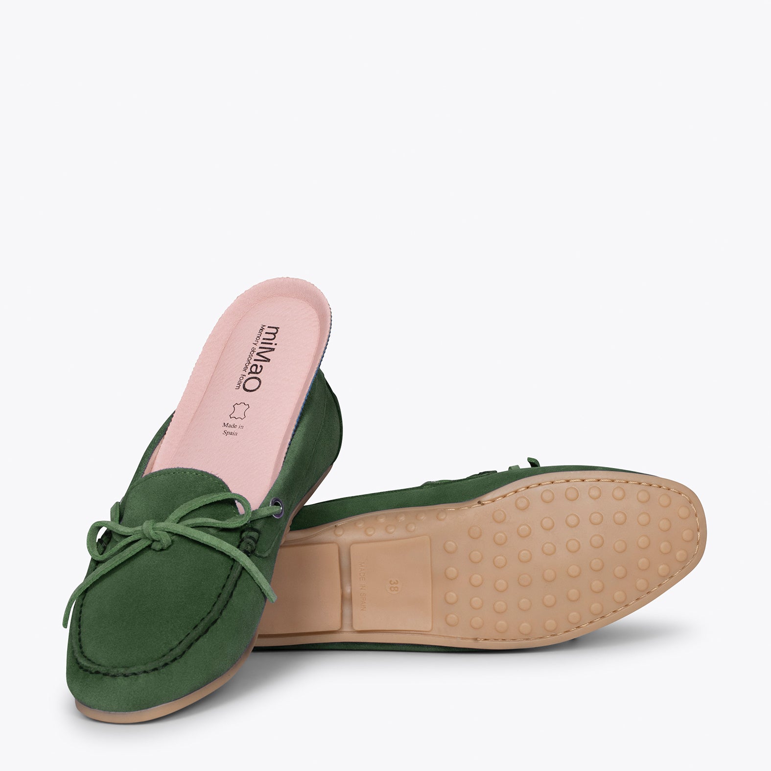 LAZO - Mocasines VERDES de mujer con plantilla extraíble