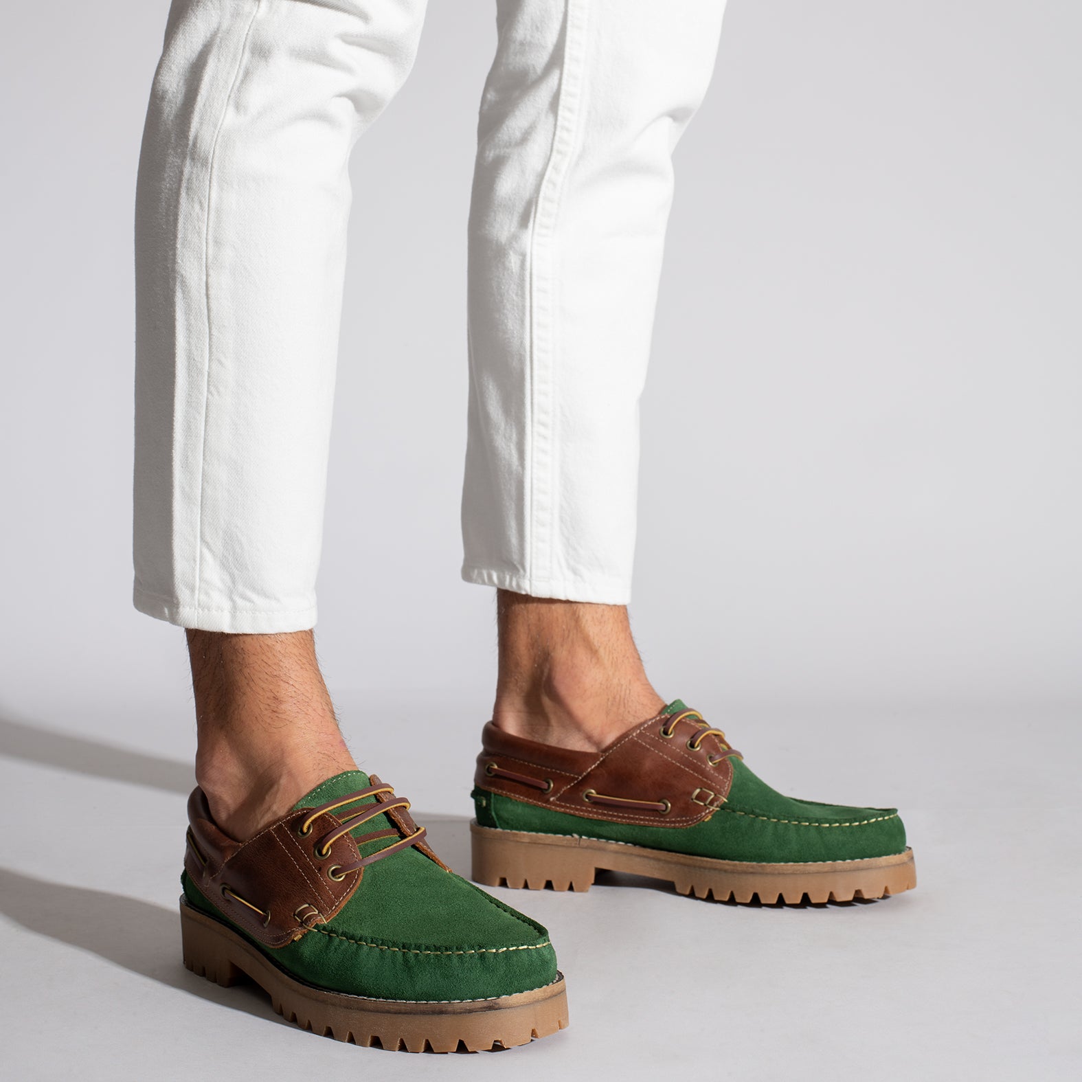 CHAUSSURE BATEAU - Mocassins bateau homme en cuir VERT