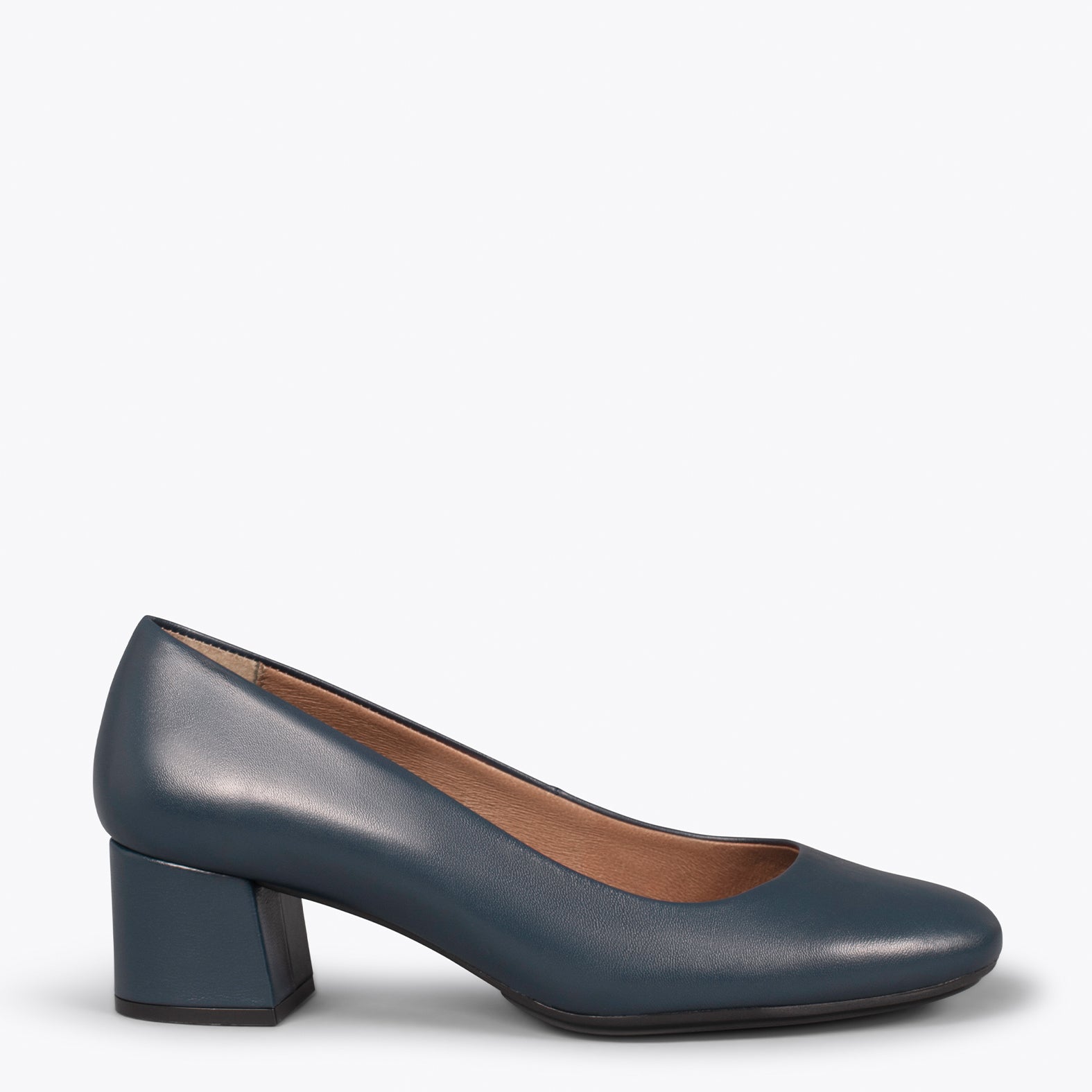 URBAN ROUND SALON – NAVY nappa leather low heels