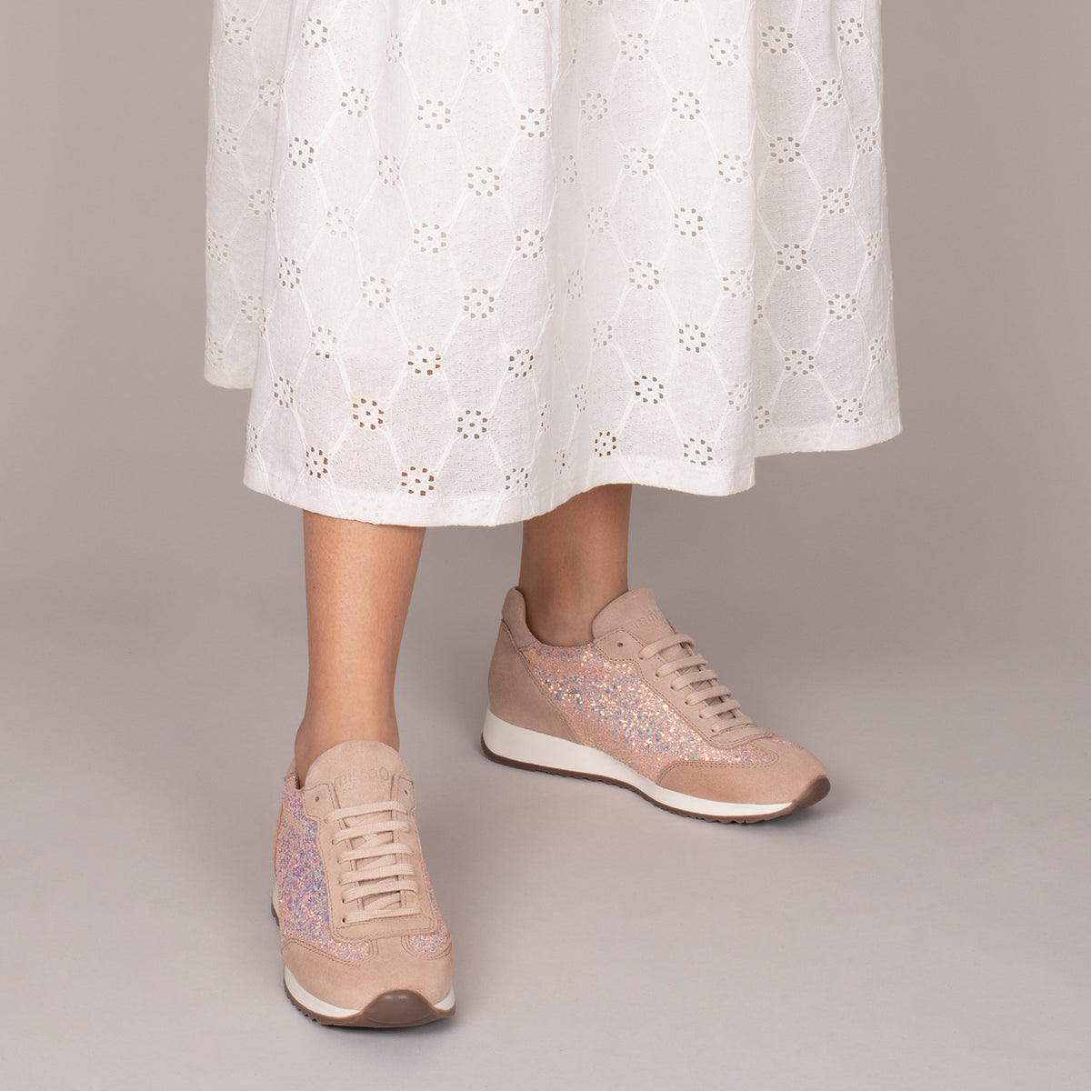 GLITTER - Deportivas de piel ROSAS para mujer